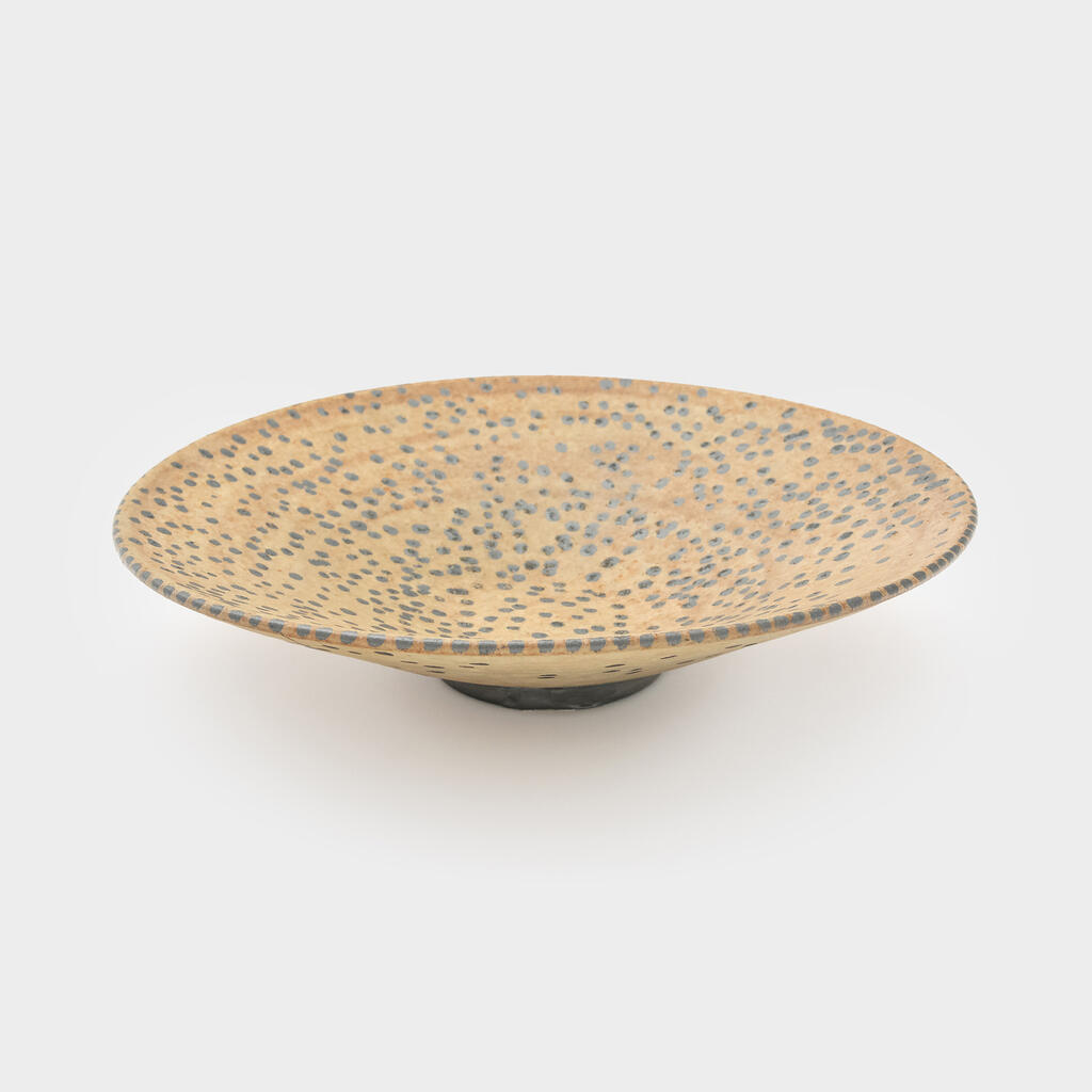 TRAVESSA CONICA CERÂMICA N.O OCRE PONTO CINZA