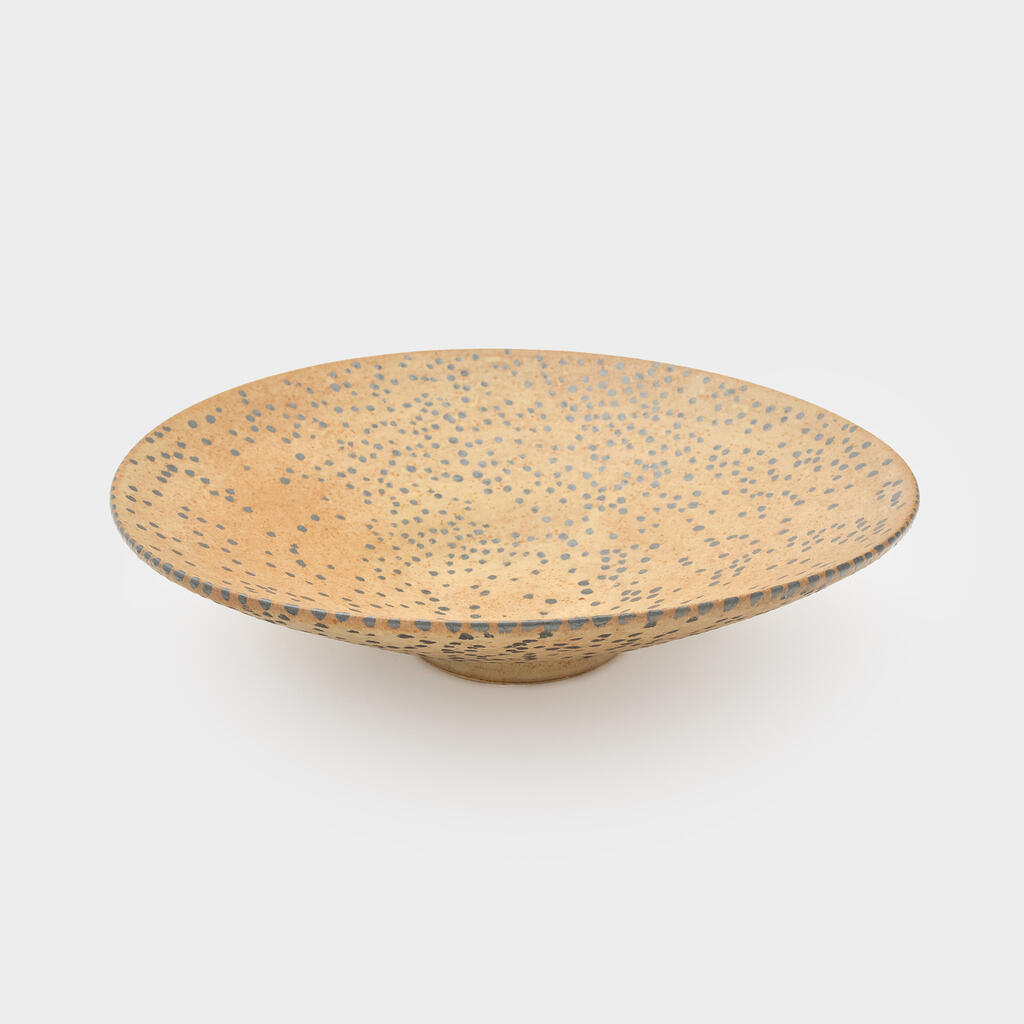 TRAVESSA CONICA CERÂMICA N.O OCRE PONTO CINZA