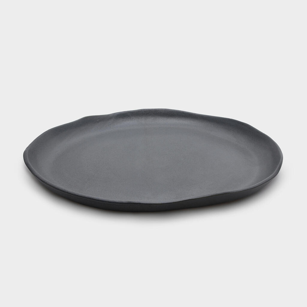 TRAVESSA OVAL CERÂMICA N.O CINZA ONDULADA