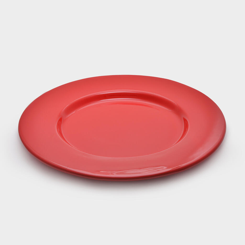 TRAVESSA RASA CERÂMICA BORDA VERMELHA