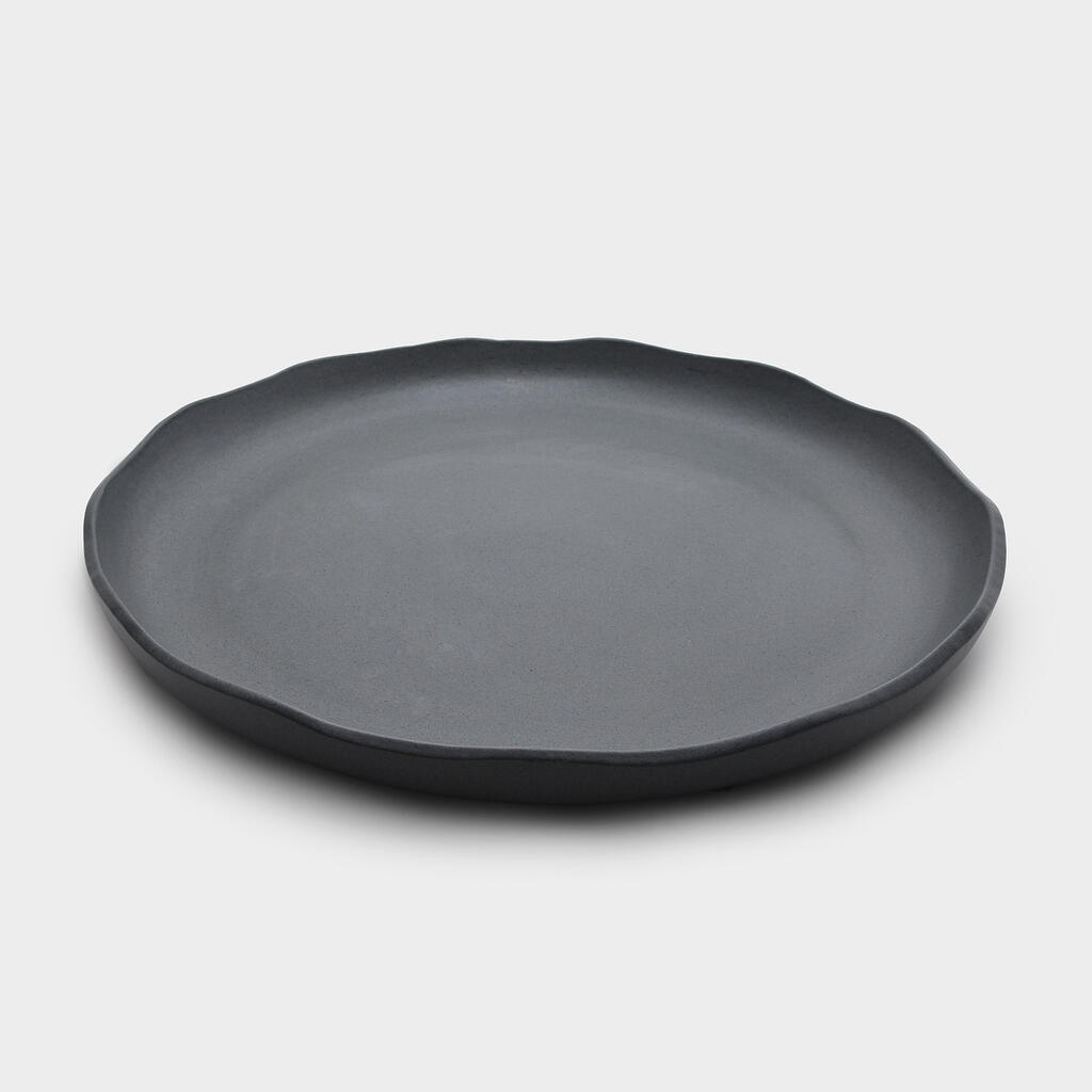 TRAVESSA REDONDA CERÂMICA N.O CINZA ONDULADA