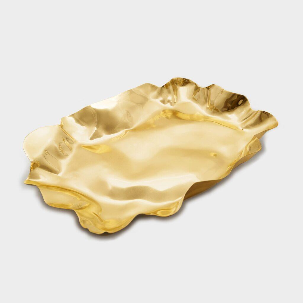 TRAVESSA RETANGULAR DOURADA AMASSADA