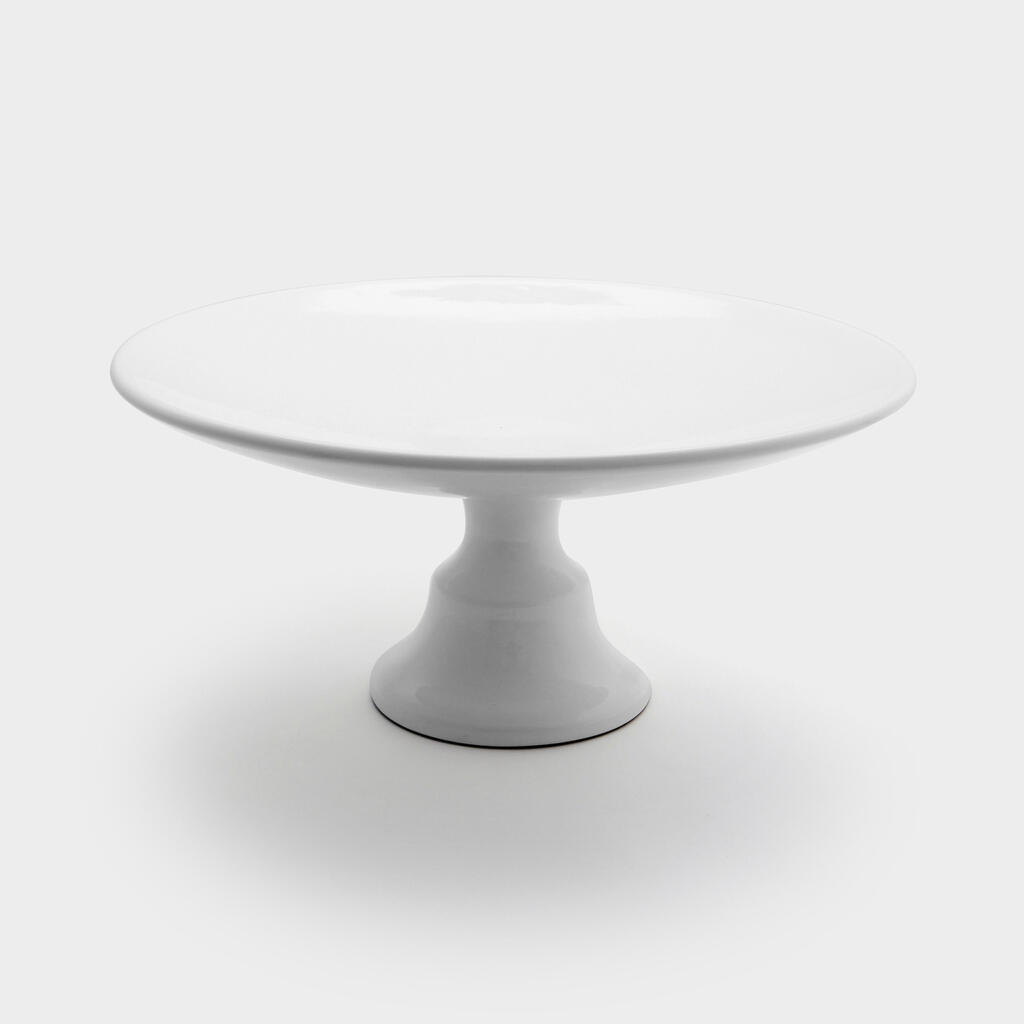 PRATO REDONDO FUNDO CERÂMICA BRANCO COM PÉ 44CM