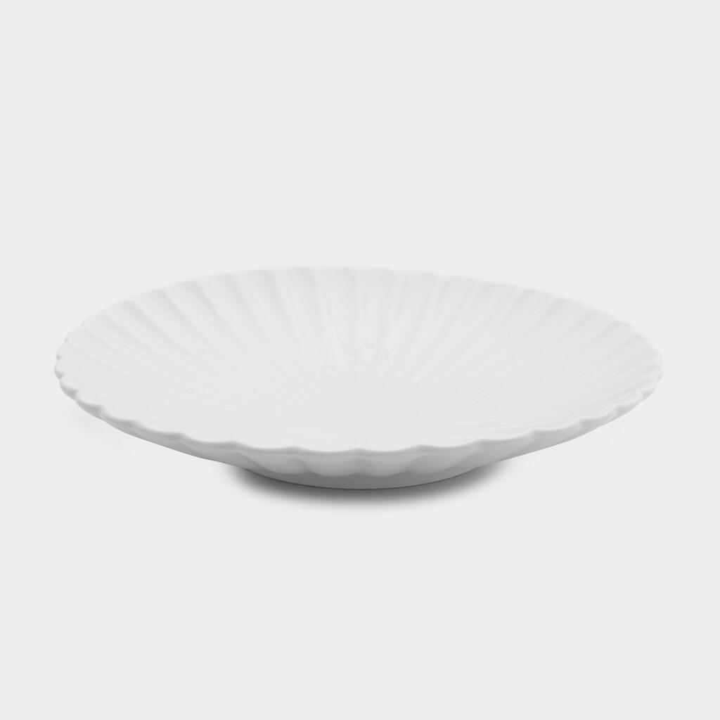 TRAVESSA PORCELANA BRANCO CANELADA 40CM