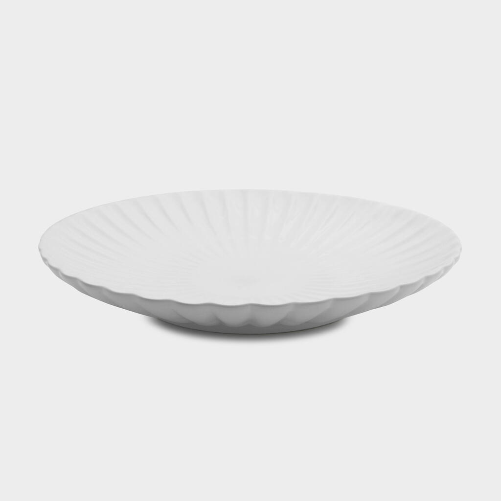 TRAVESSA PORCELANA BRANCA CANELADA 59CM