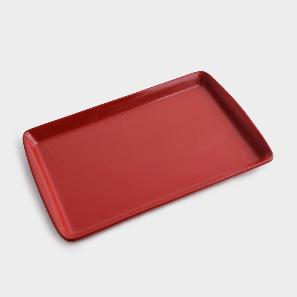 TRAVESSA RETANGULAR PORCELANA VERMELHO