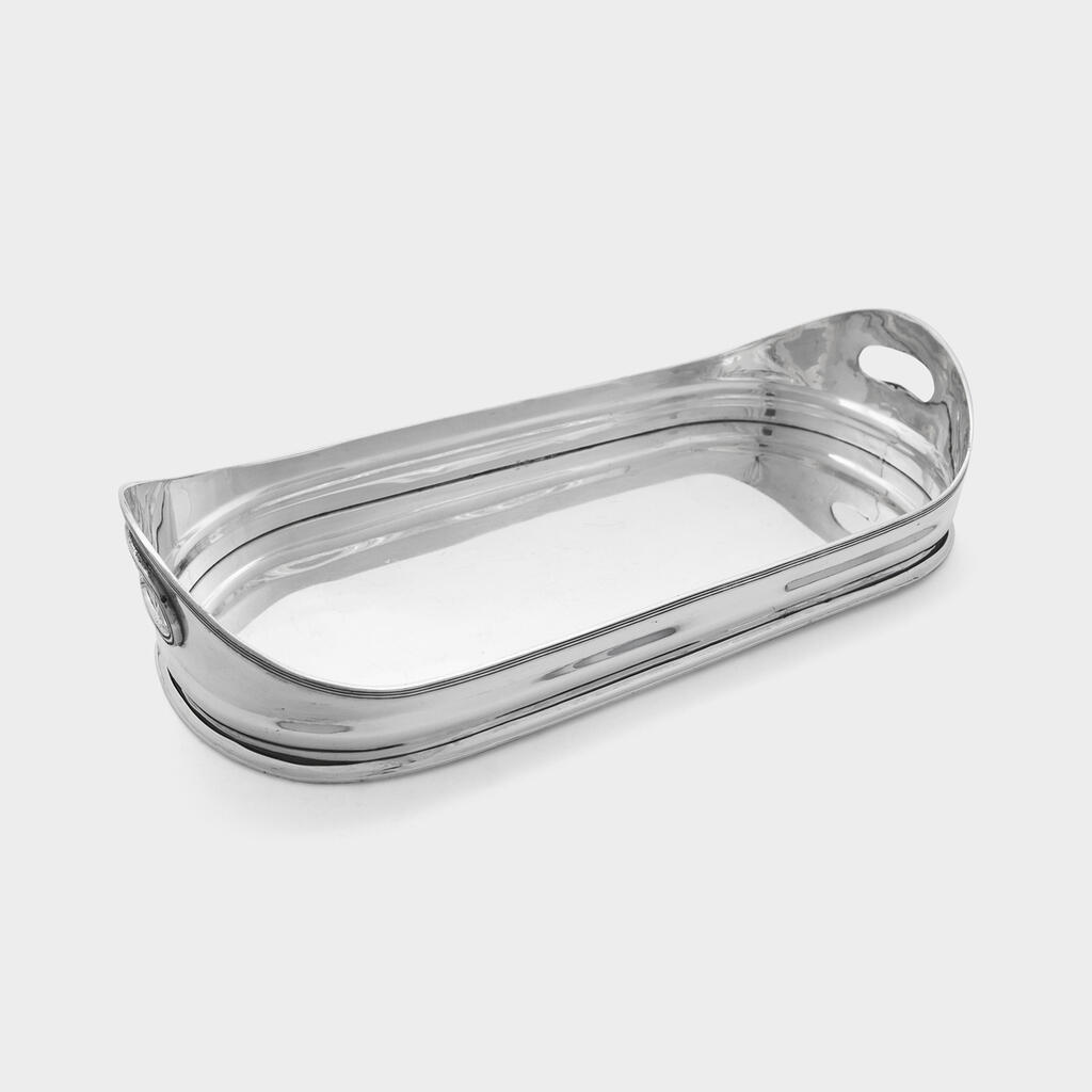 BANDEJA OVAL PRATA CORDÃO TRIPLO