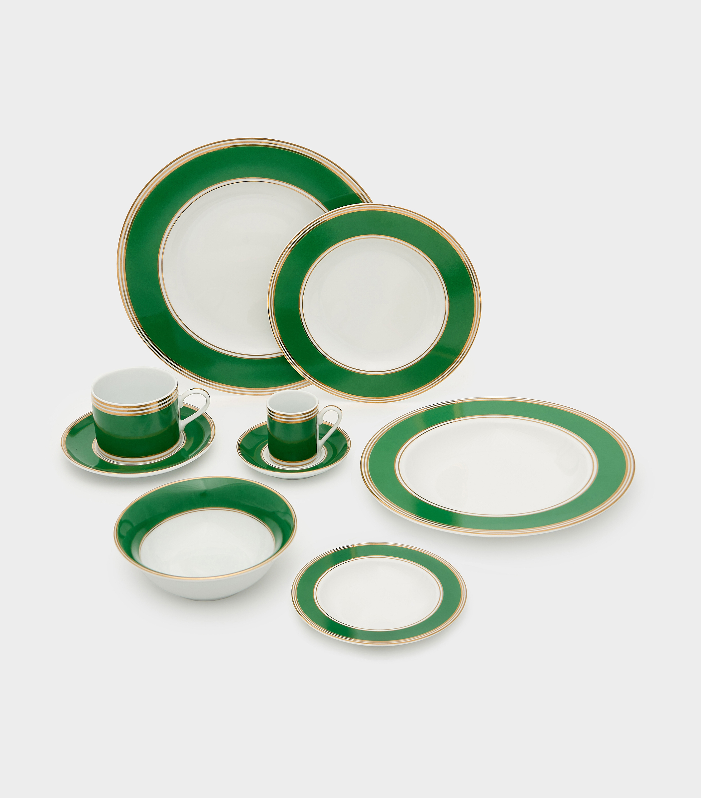 PRATO FUNDO ESMERALDA 5 FILETES OURO