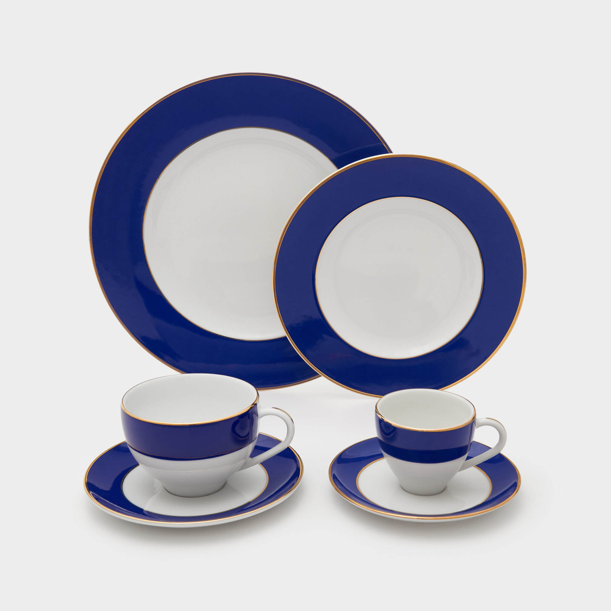 PRATO SOBREMESA BORDA AZUL COBALTO FILETE OURO