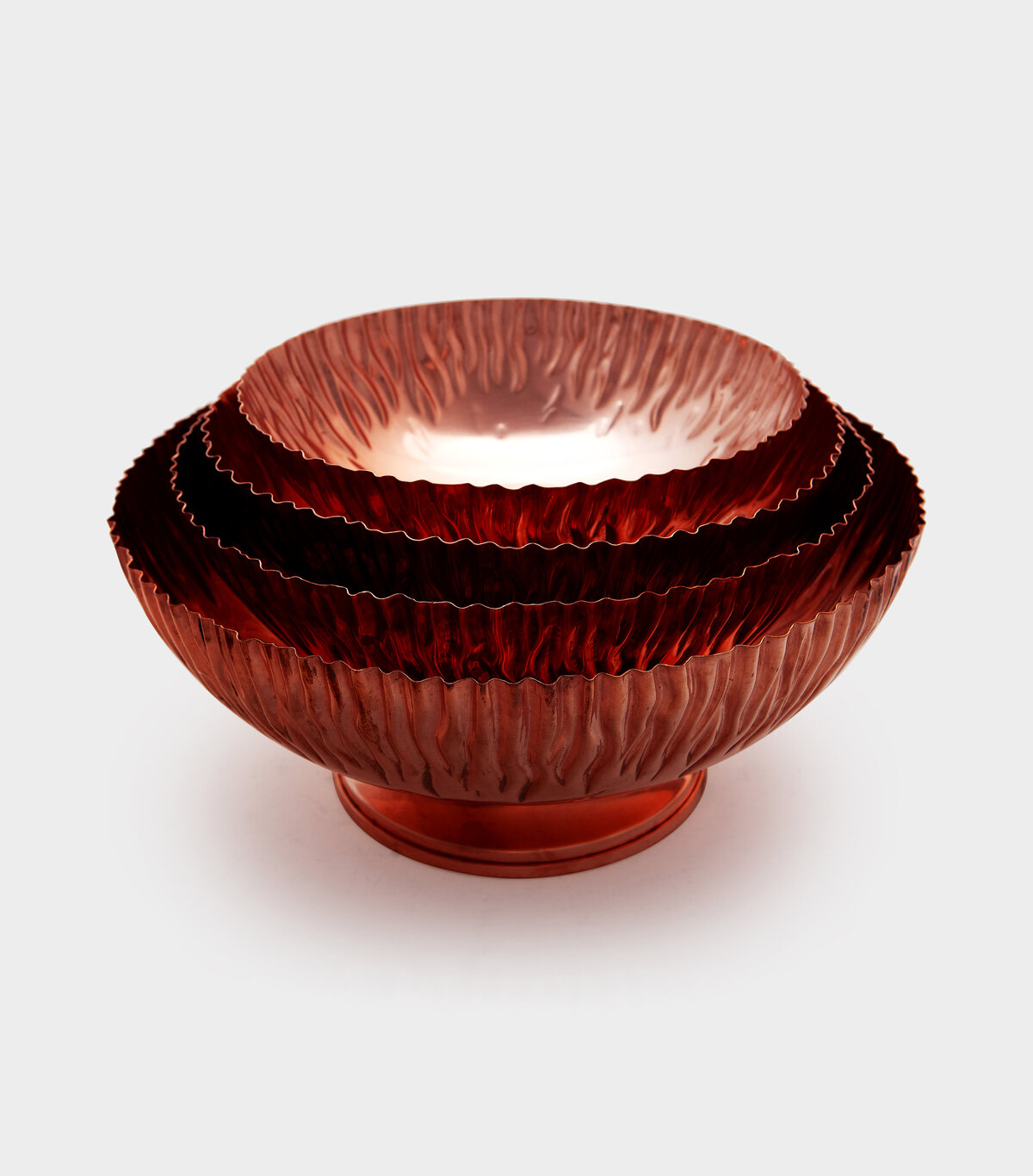 CENTRO DE MESA COBRE BORDA ONDULADA