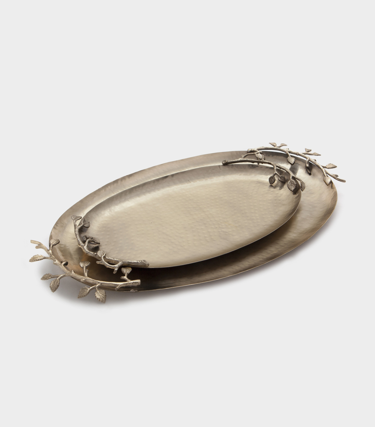 BANDEJA OVAL DOURADO VELHO FOLHAS VELHO