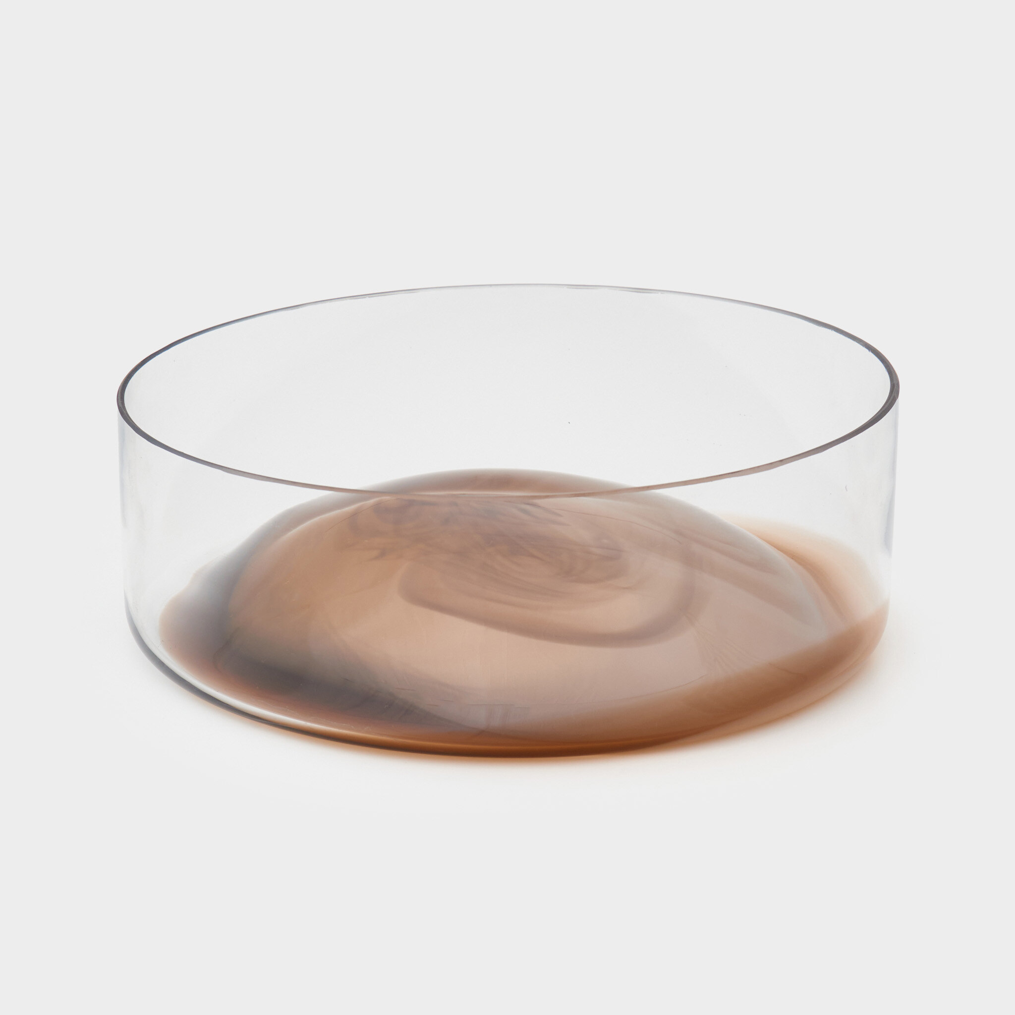 CENTRO DE MESA CONCAVO VIDRO BAIXO PINCELADO MARROM
