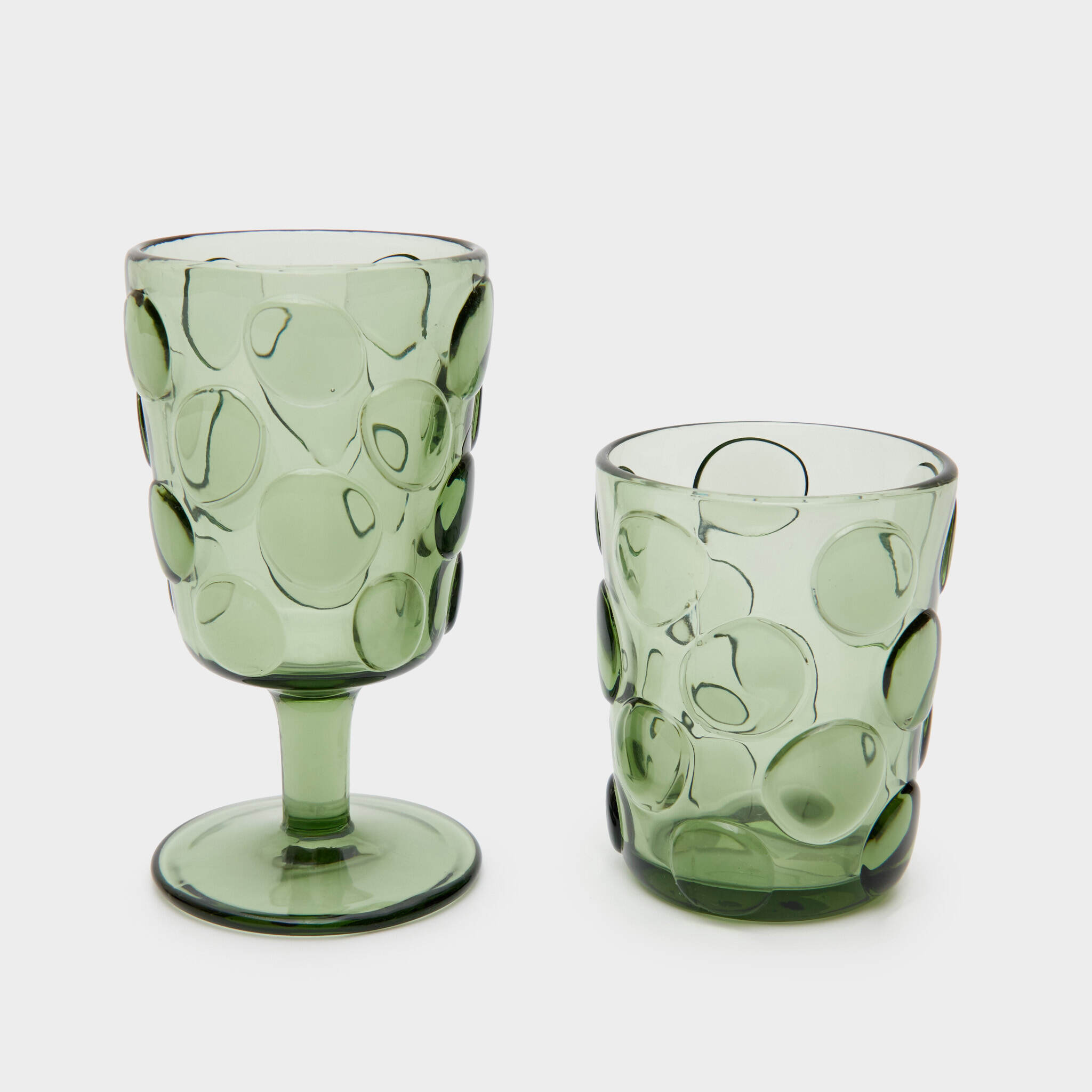 COPO VIDRO VERDE BOLHAS BAIXO