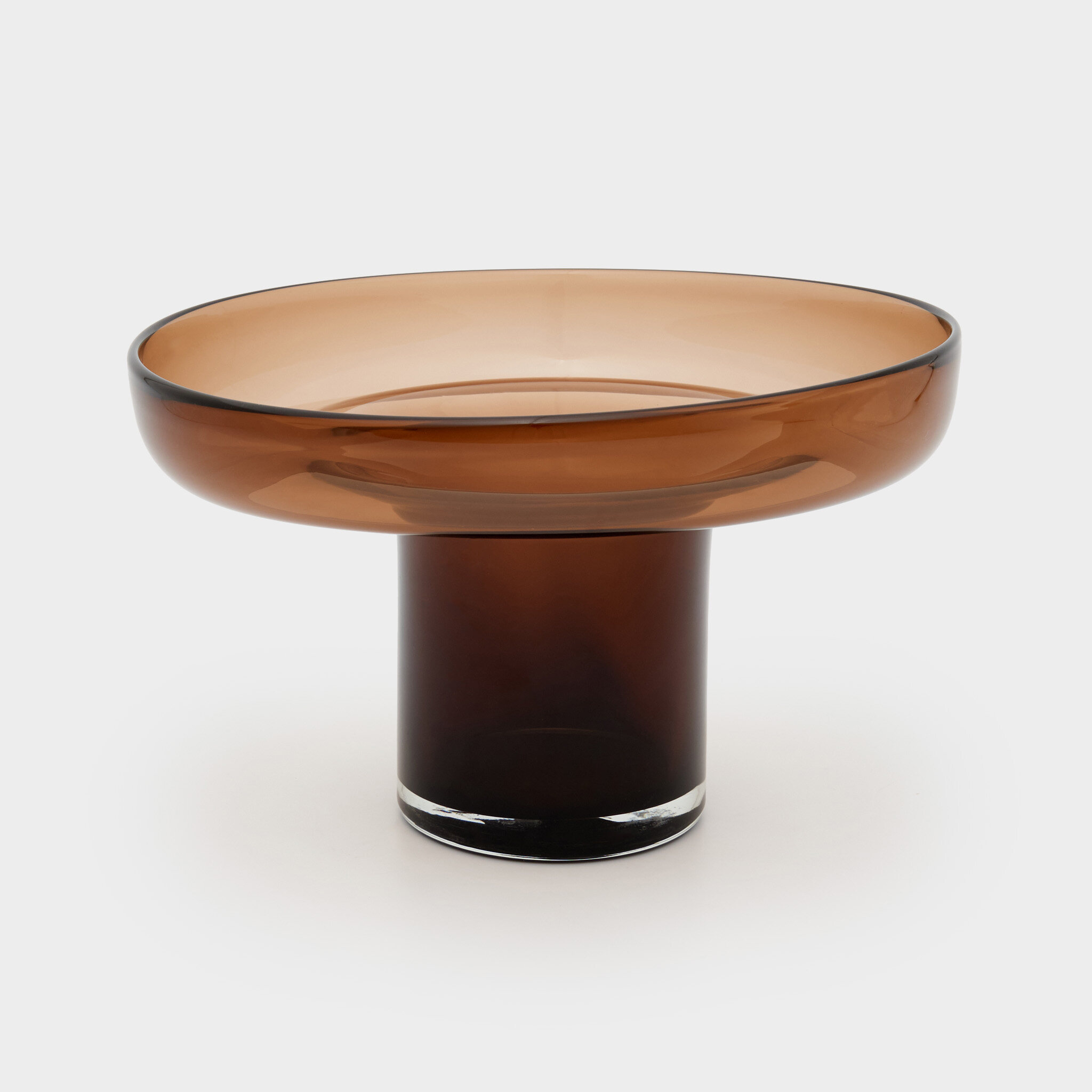 CENTRO DE MESA VAZADO VIDRO MARROM BAIXO