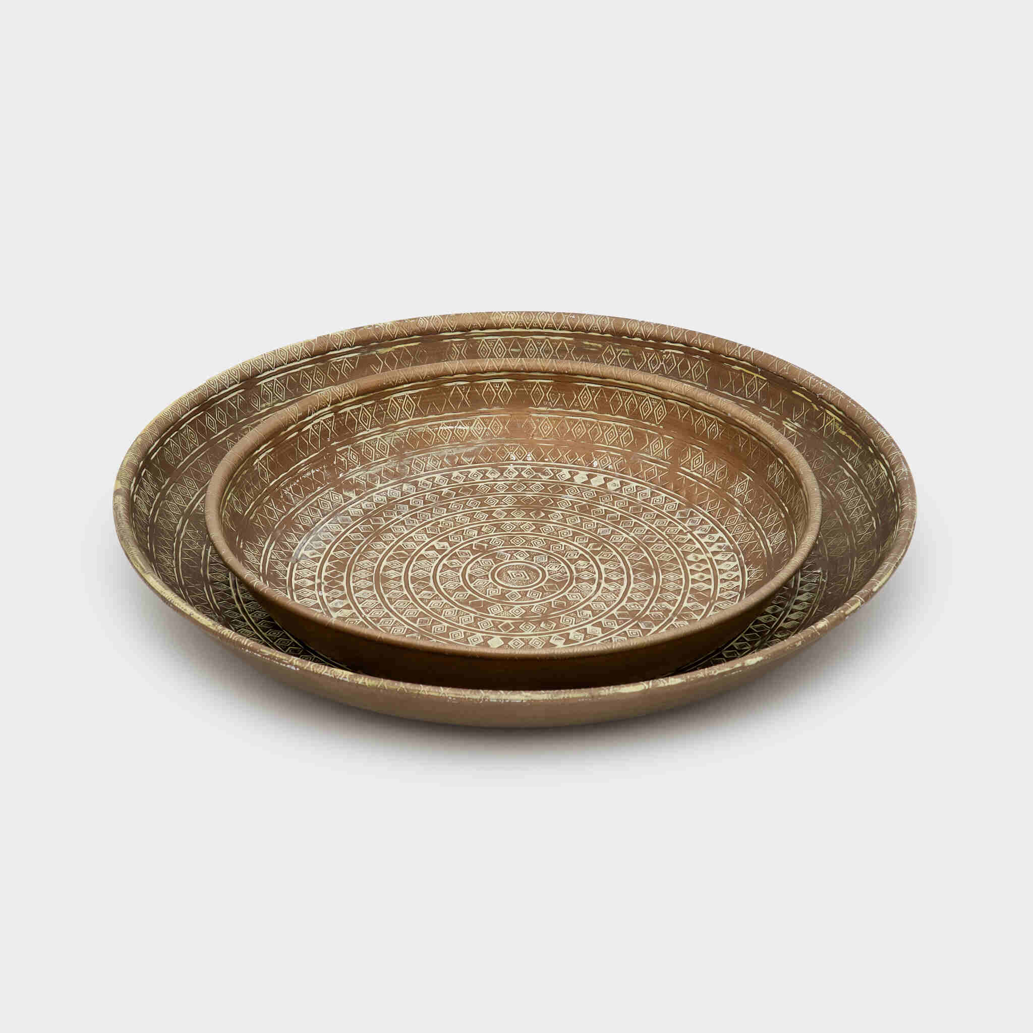 TRAVESSA REDONDA DOURADA ENVELHECIDA ÉTNICA