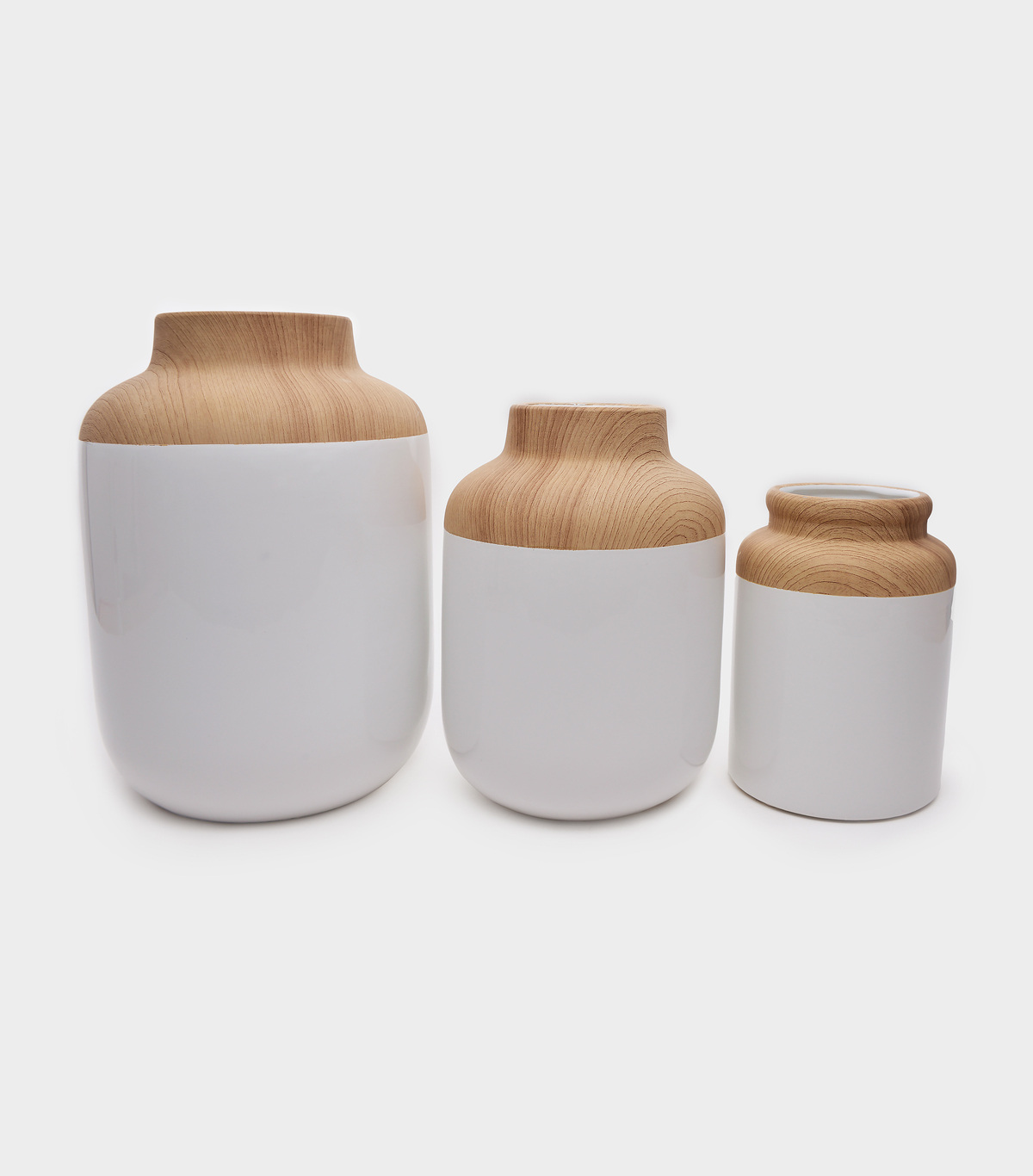 VASO CERÂMICA MADEIRA BRANCO GORDO