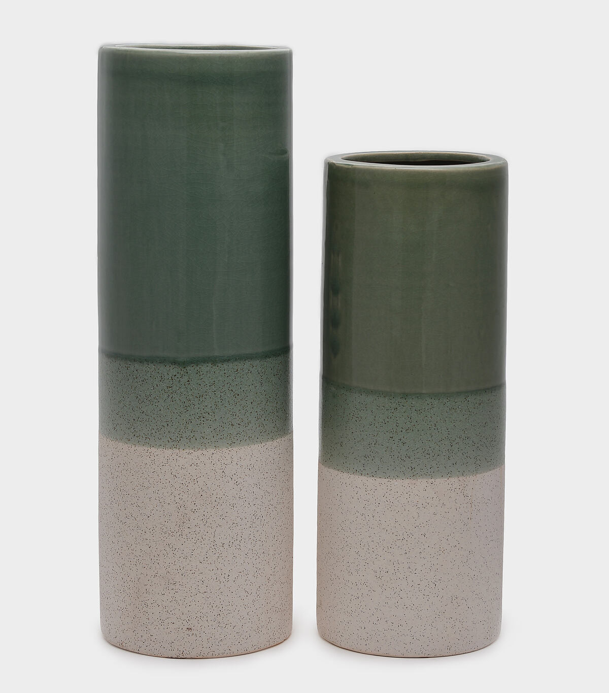 VASO CERÂMICA CELADON E OCRE RETO