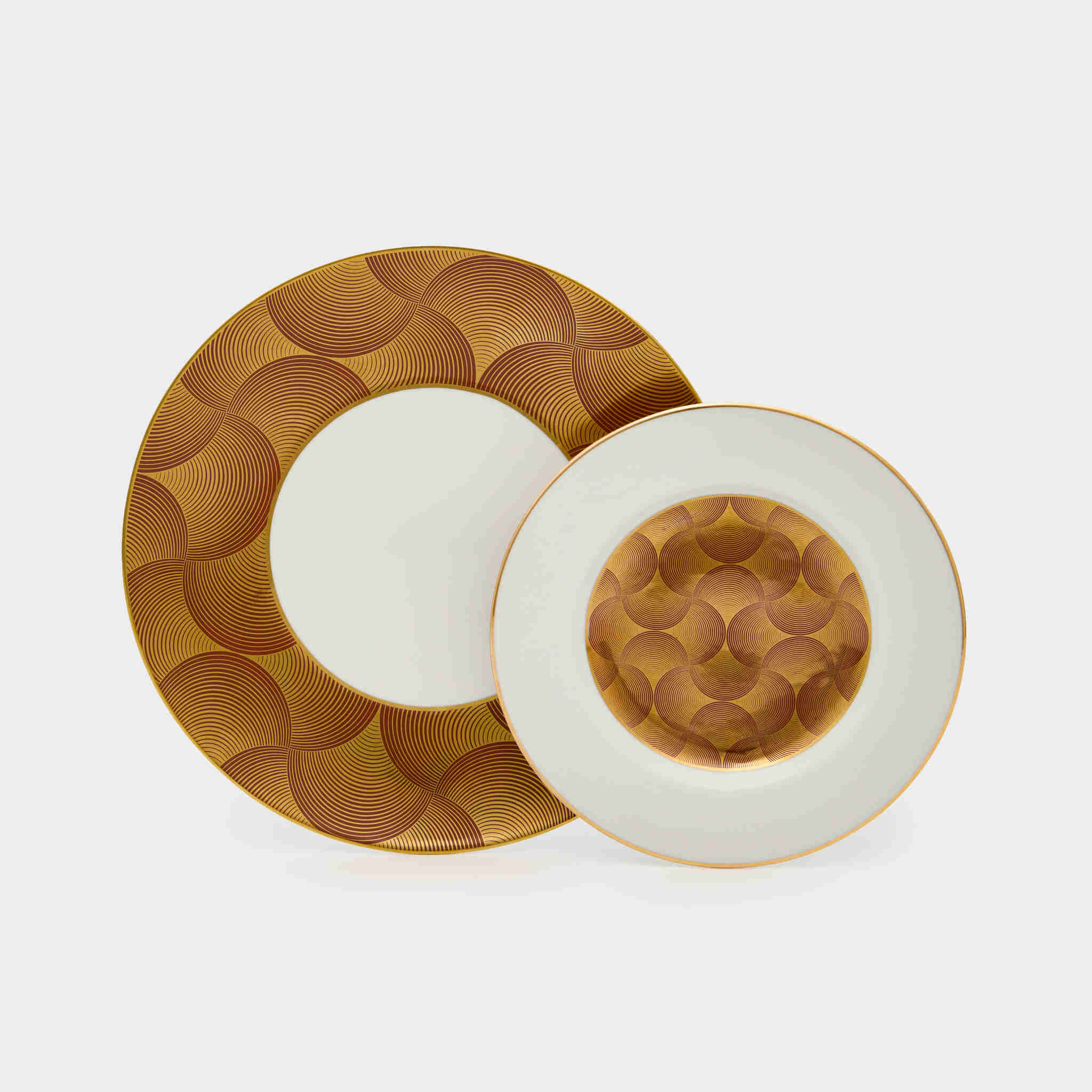 PRATO MESA BORDA ONDAS MARROM E DOURADO