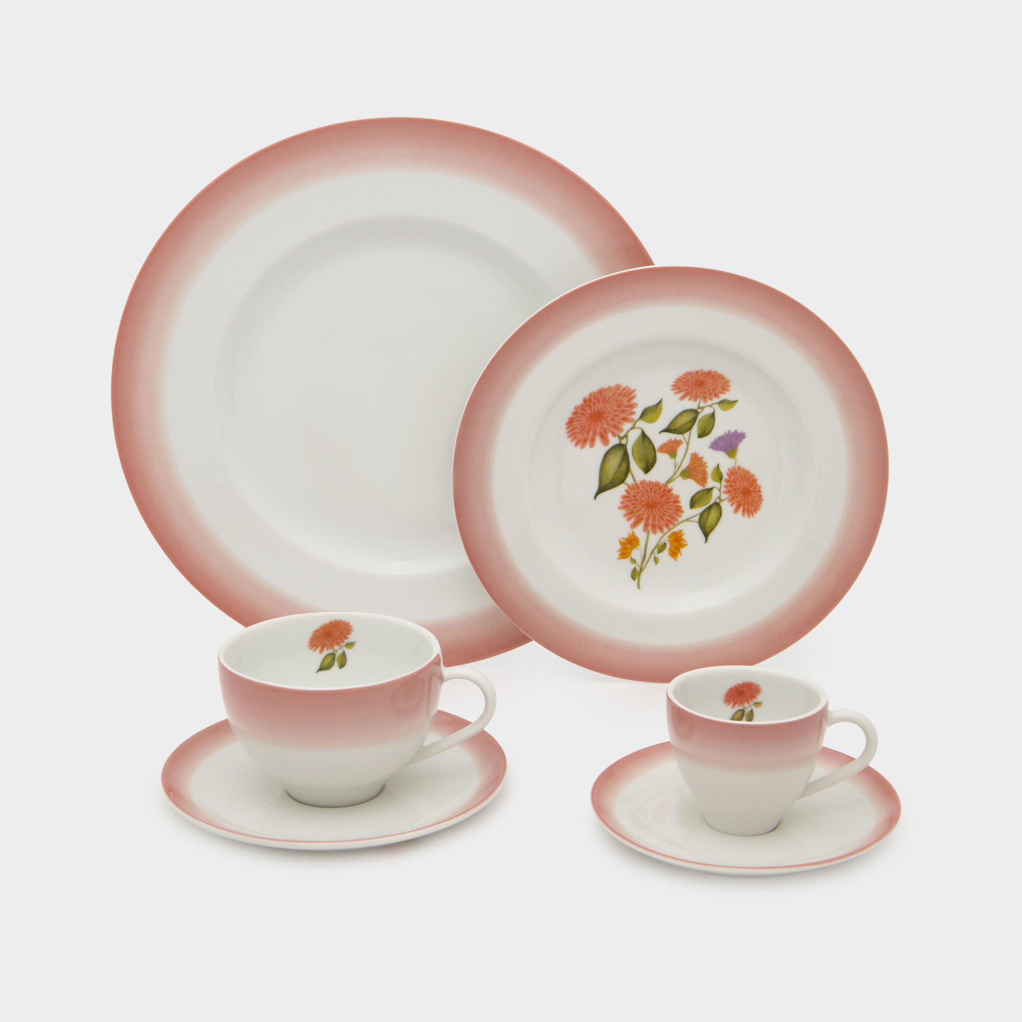 XÍCARA CAFÉ BRANCA PRIMAVERA BORDA ROSA