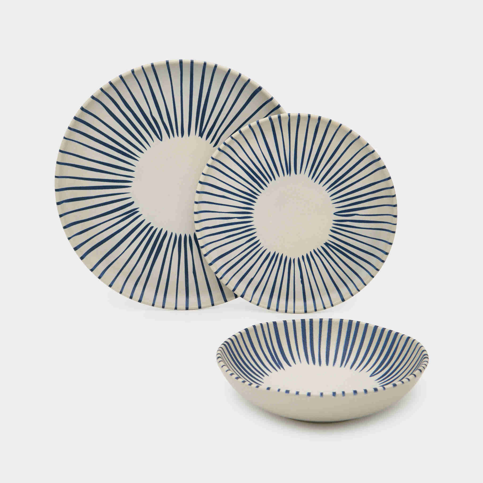 BOWL CERÂMICA CRU BORDA LISTRA AZUL