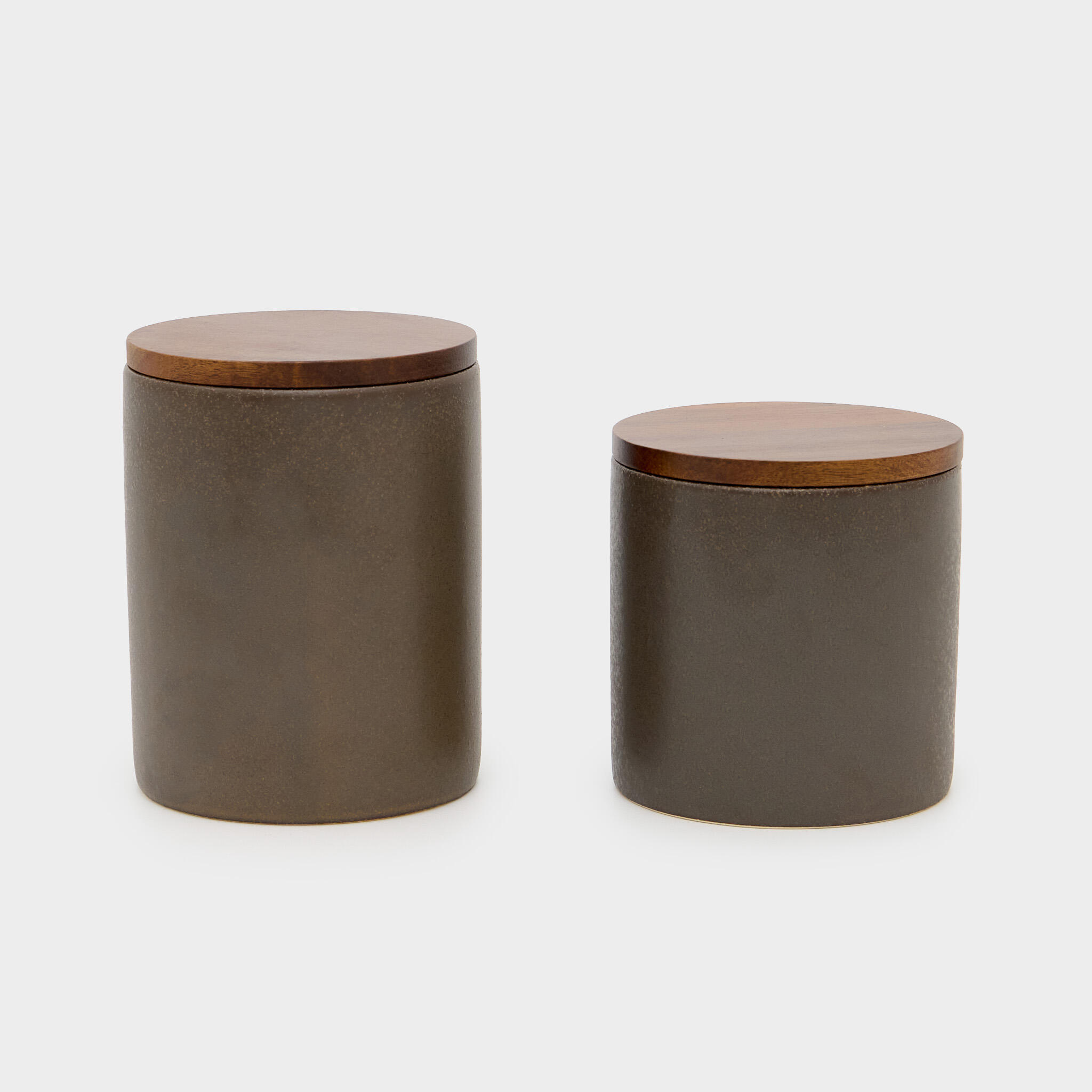 POTE CERÂMICA MARROM COM TAMPA DE MADEIRA