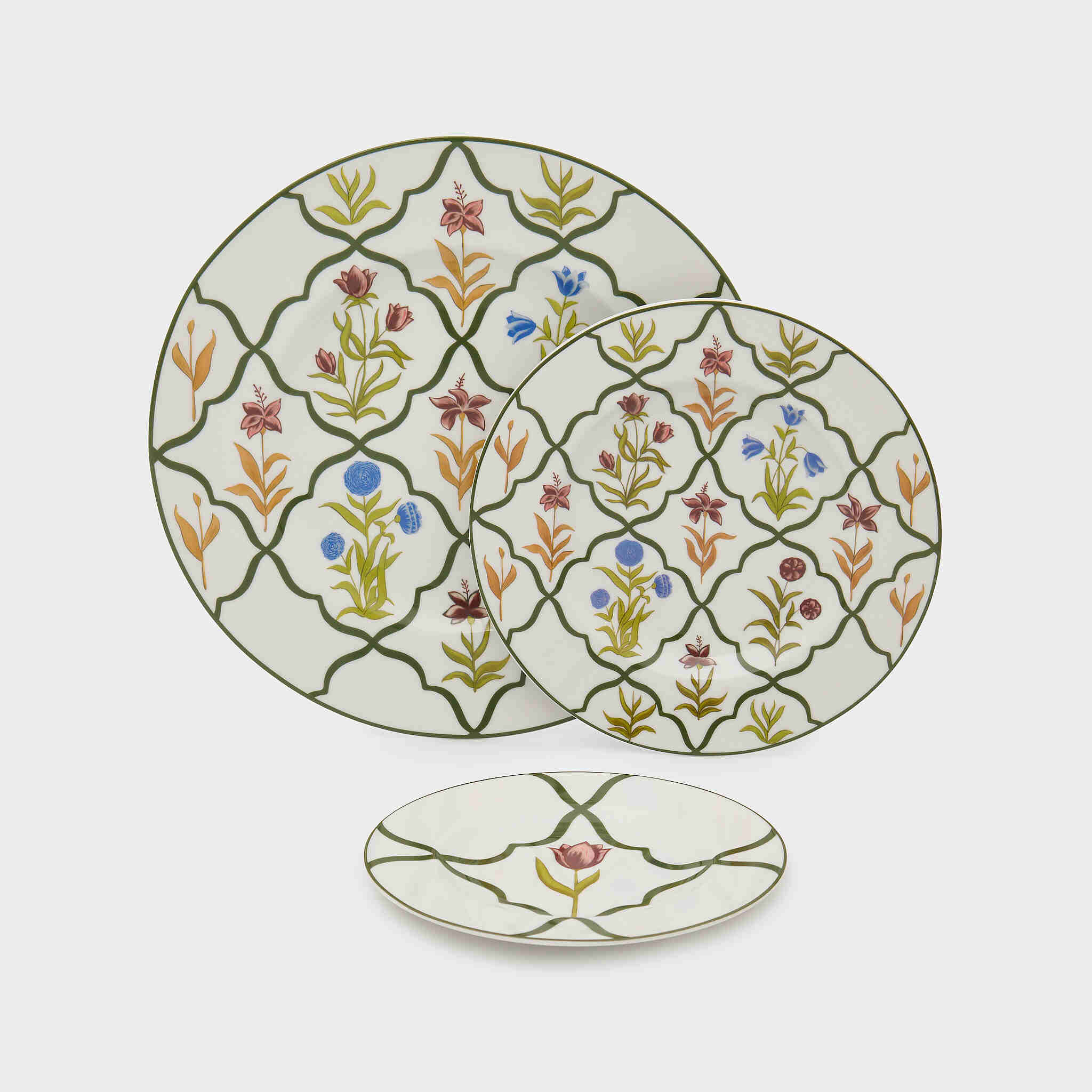 PRATO PÃO BRANCO TRELIÇA VERDE FLORAL