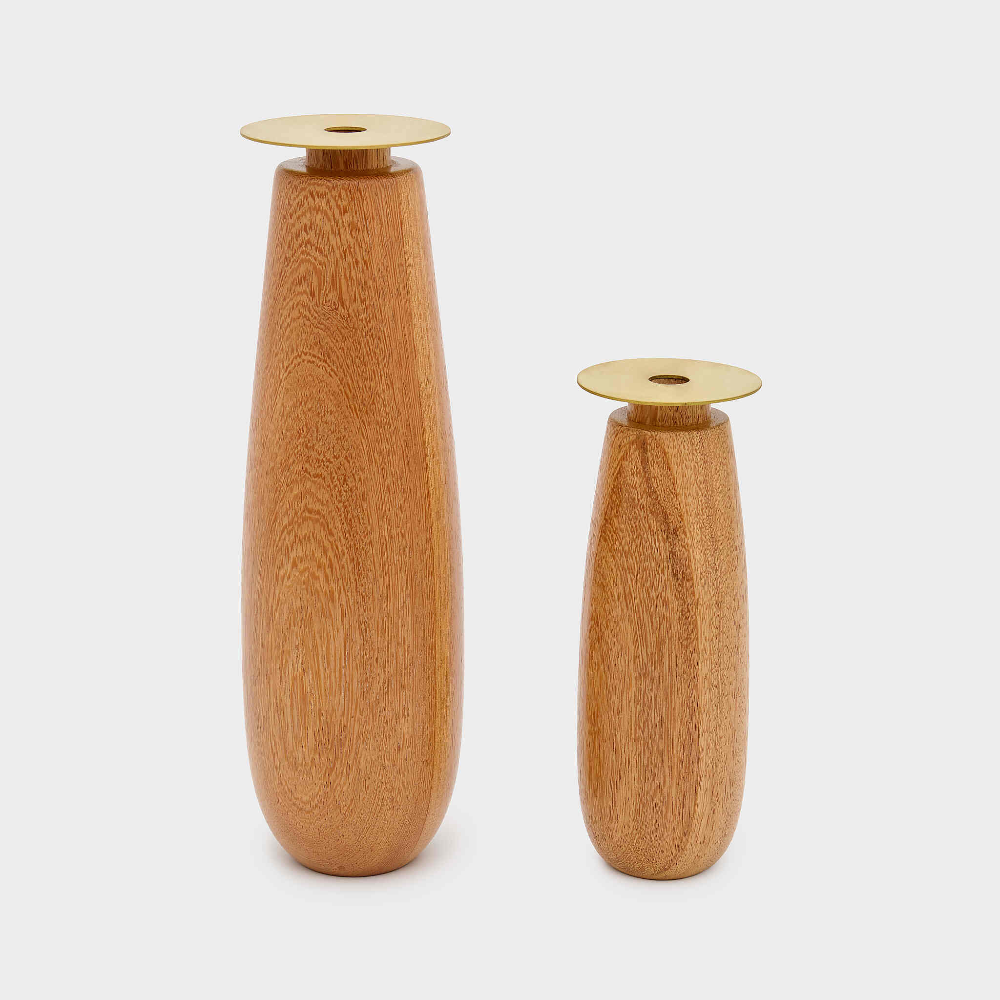 VASO MADEIRA (CASTIÇAL) BULBO TOPO EM LATÃO DOURADO