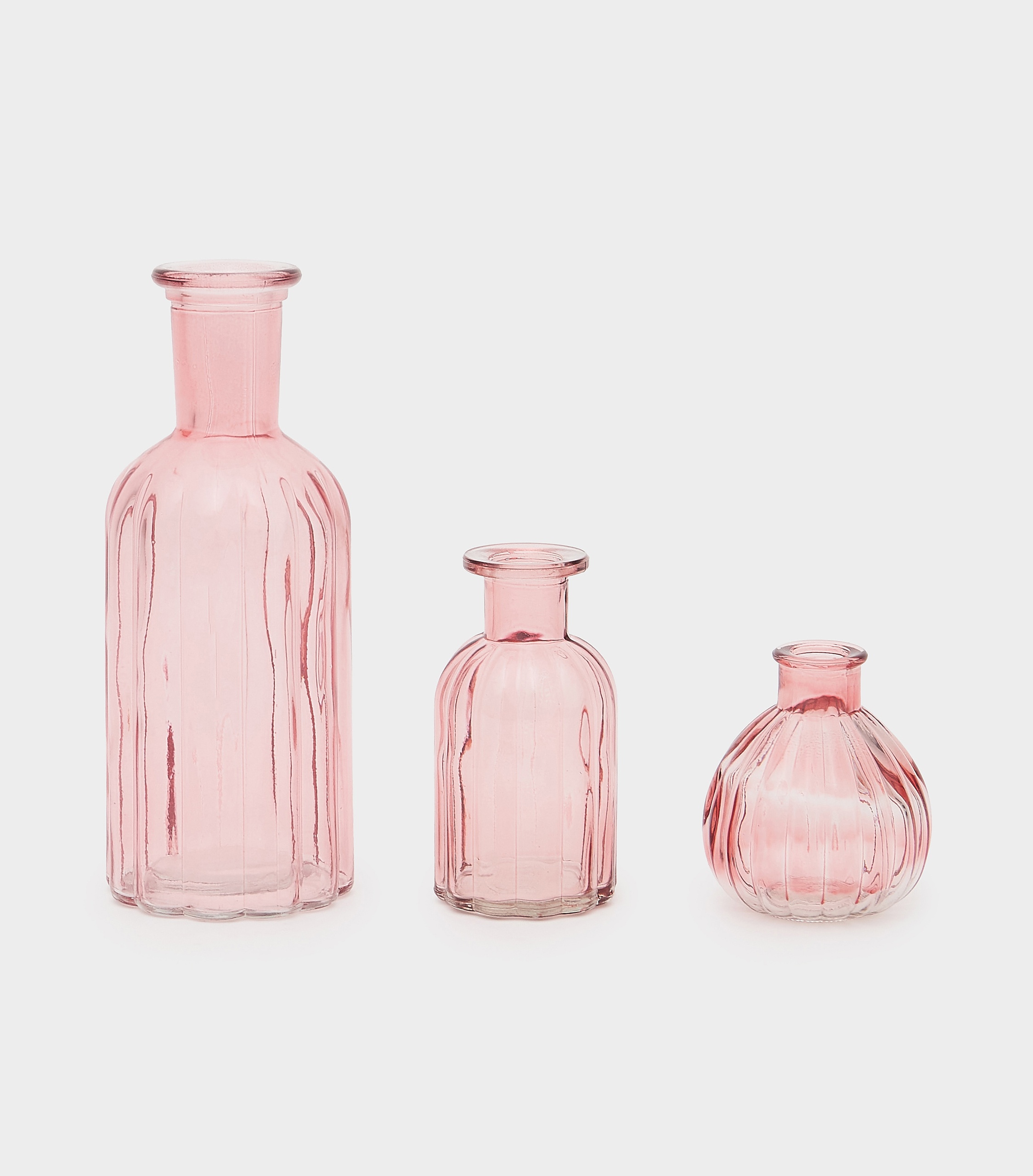 GARRAFA VIDRO ROSA CANELADA