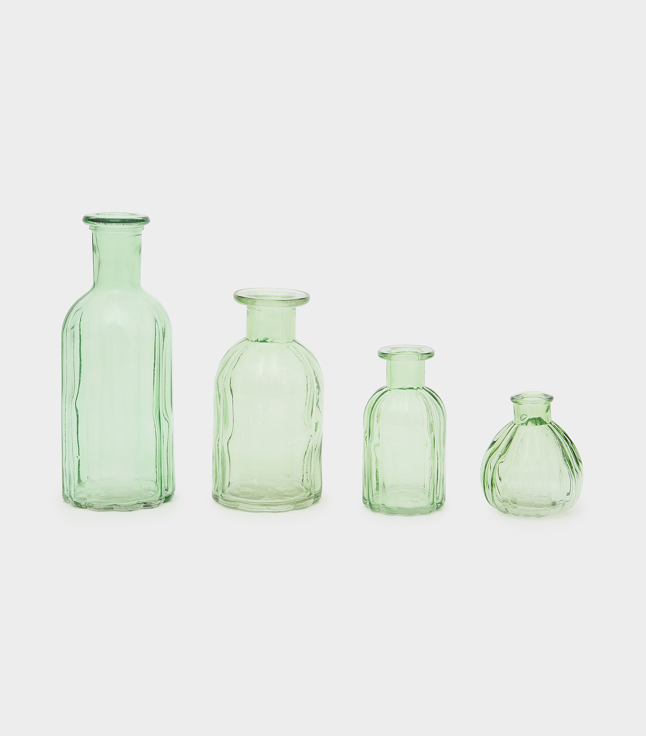 GARRAFA VIDRO VERDE CANELADA BOLA