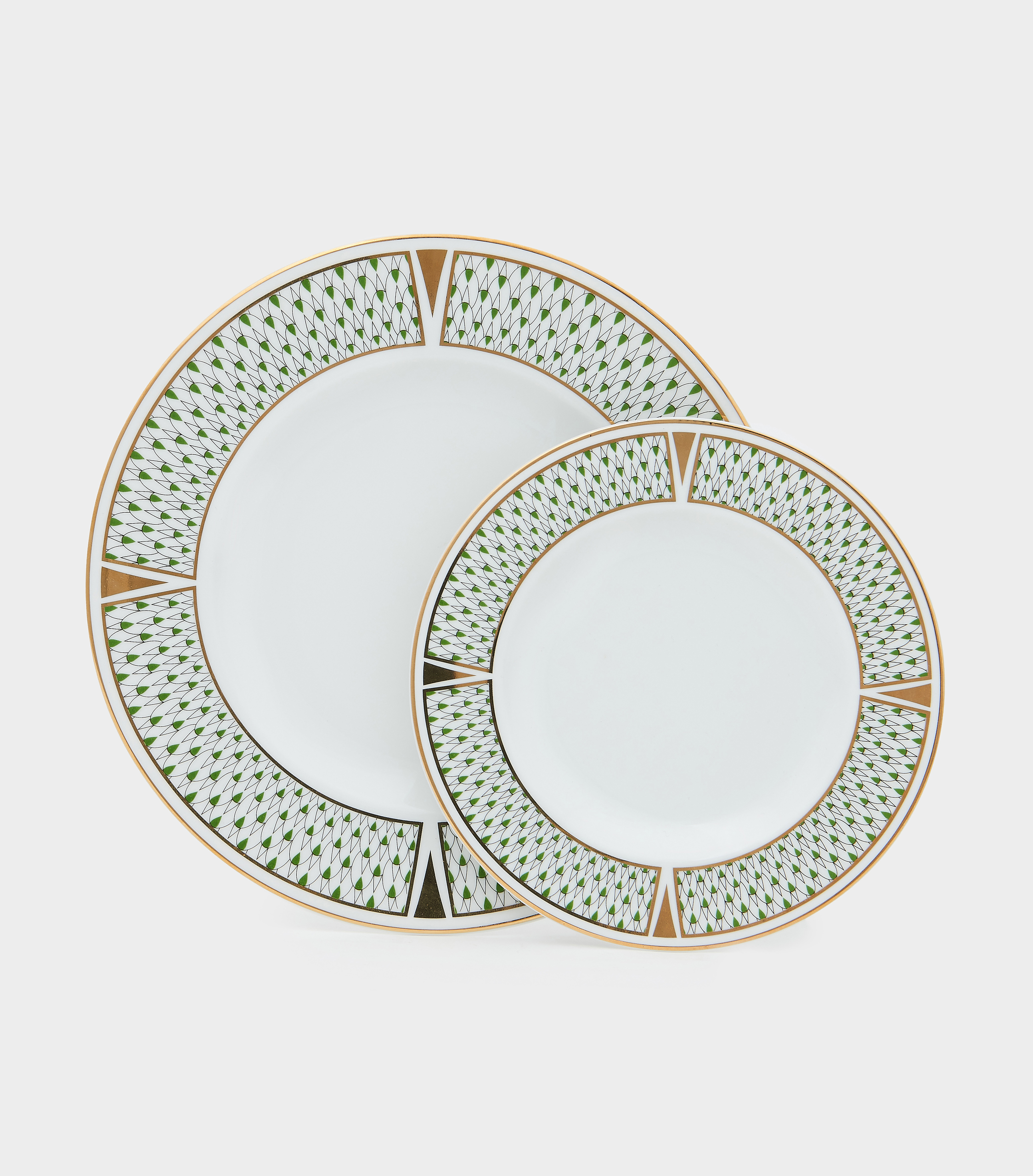 PRATO MESA VERDE LOSANGO FILETE E DETALHE OURO