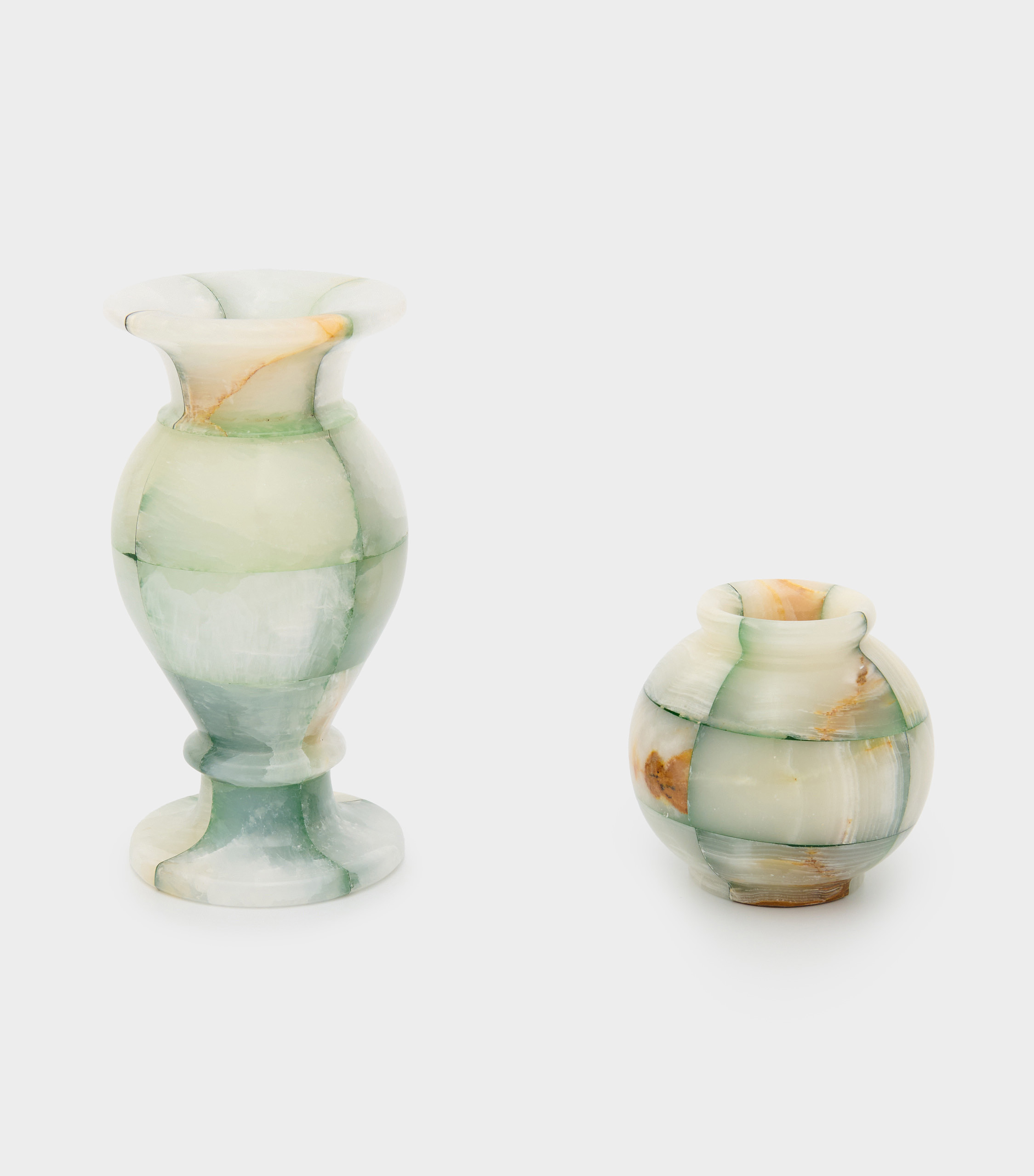 VASO PEDRA ÔNIX VERDE GEOMÉTRICO