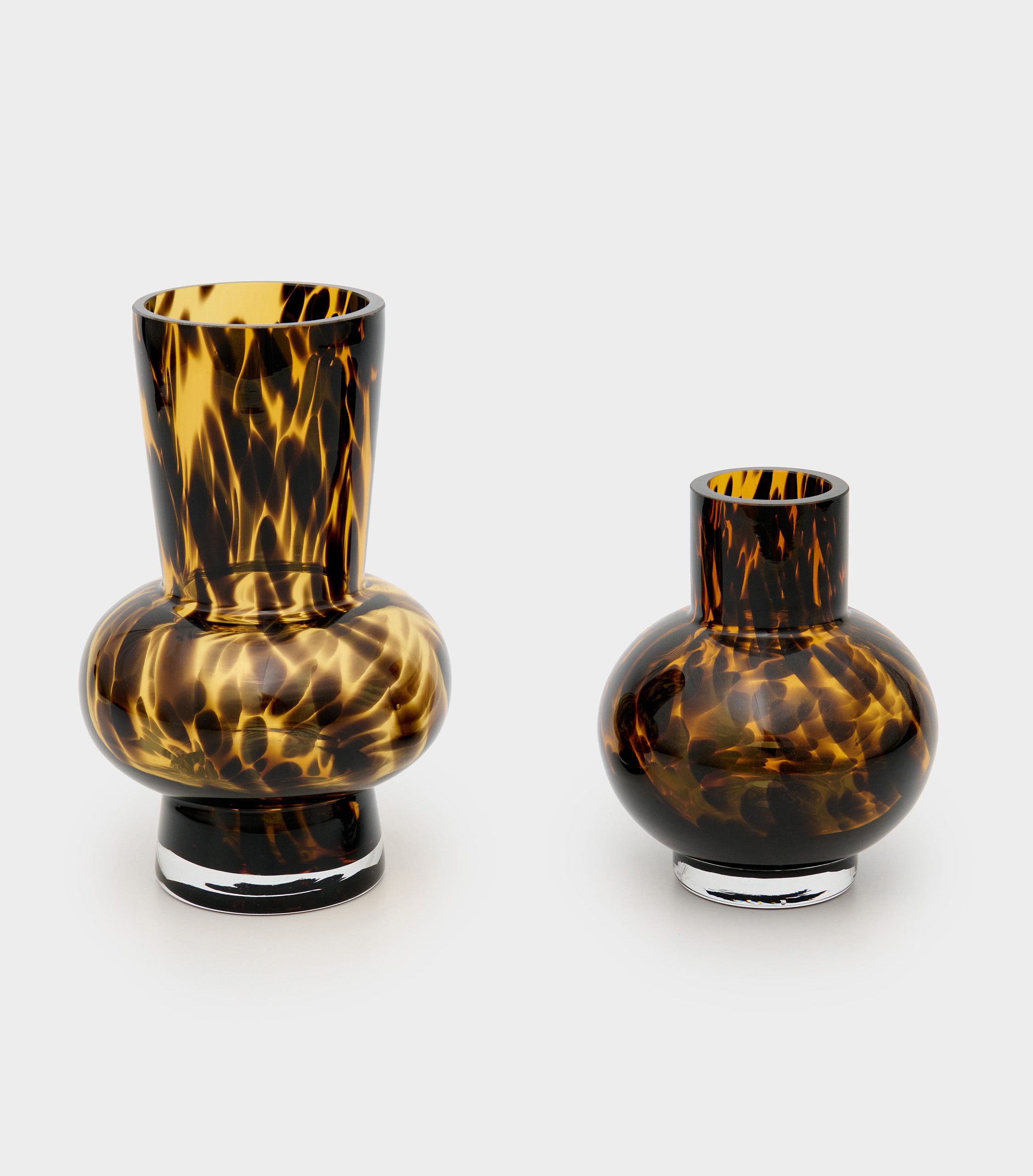 VASO VIDRO ÂMBAR BOJUDO ANIMAL PRINT