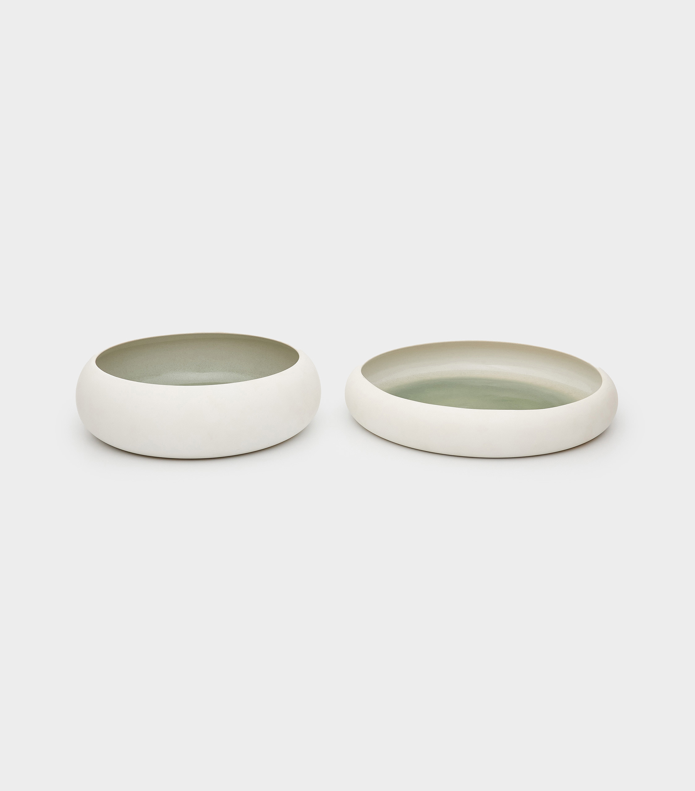 BOWL CERÂMICA BRANCO FOSCO FUNDO CELADON