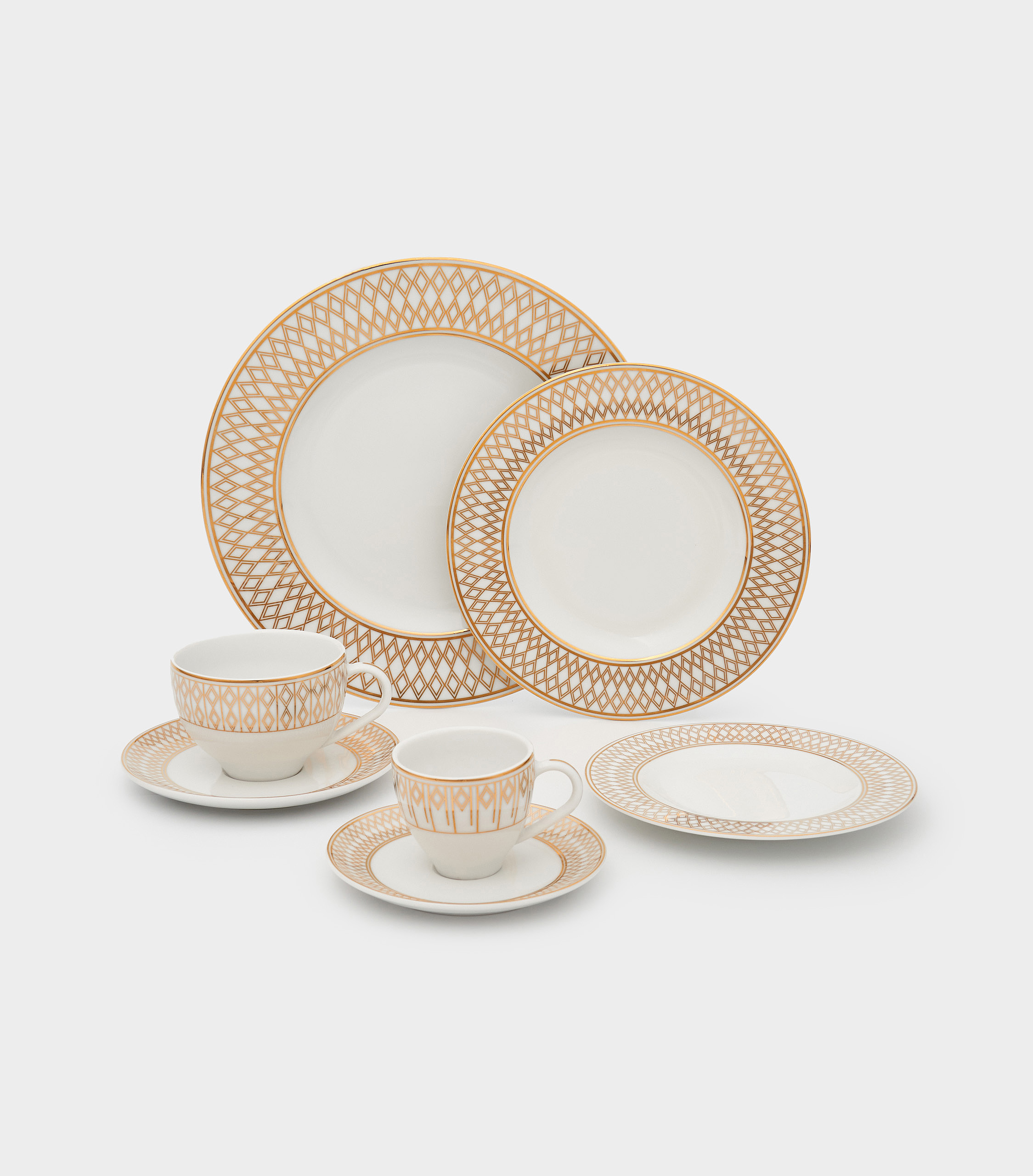 PRATO MESA BRANCO LOSANGO ABERTO OURO