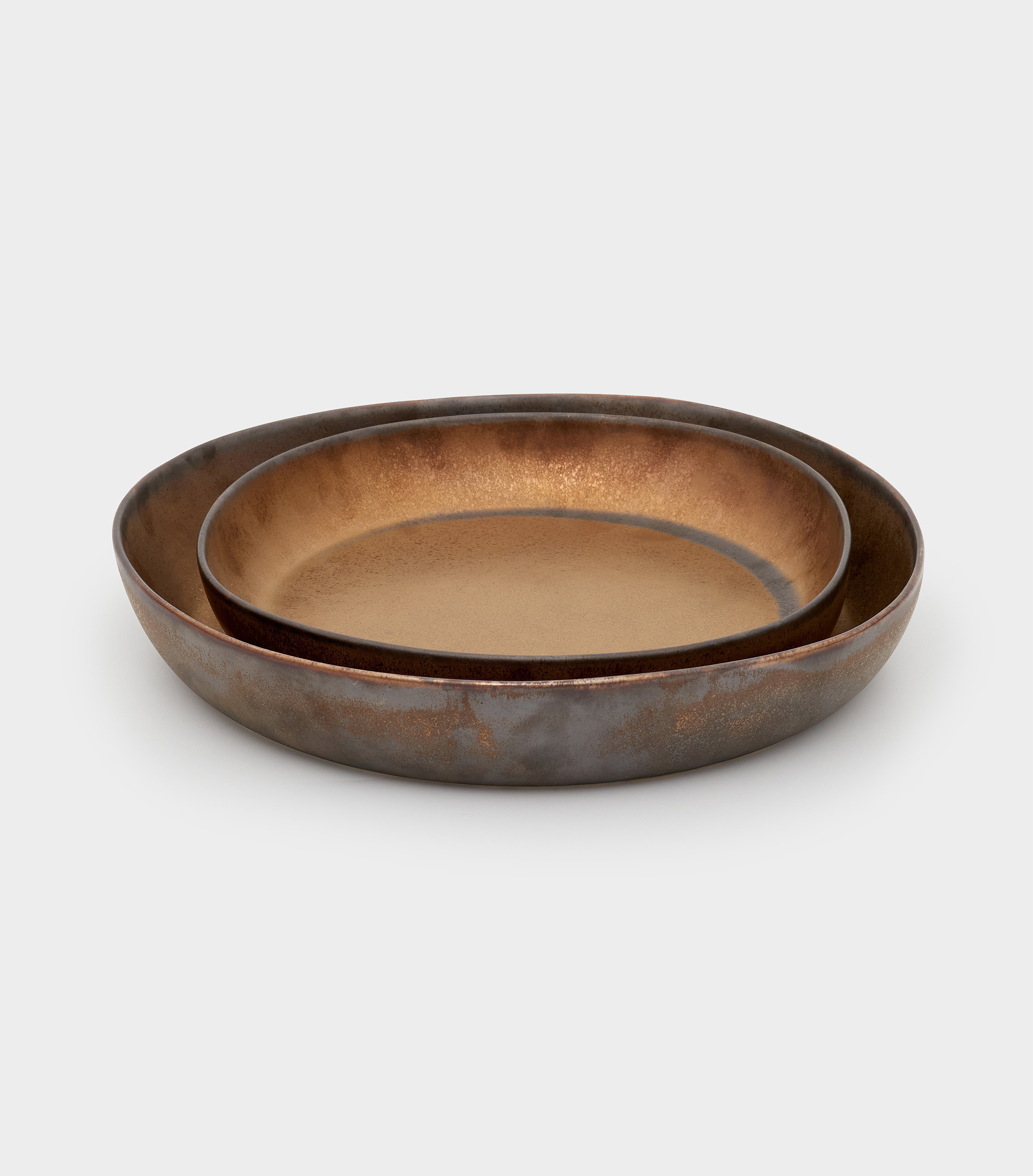 SALADEIRA REDONDA CERÂMICA MARROM DOURADO