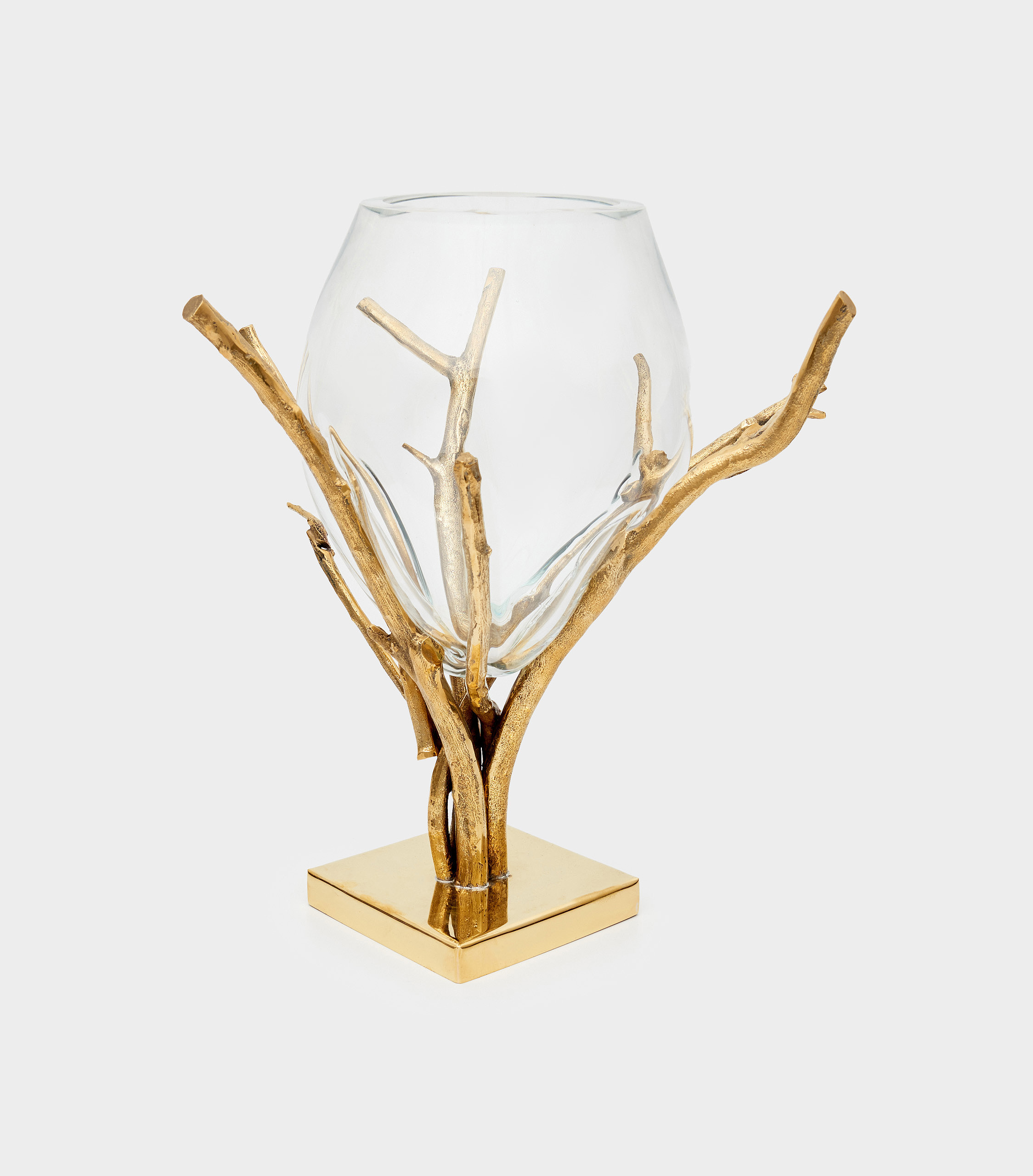 SUPORTE DOURADO GALHOS BASE QUADRADA