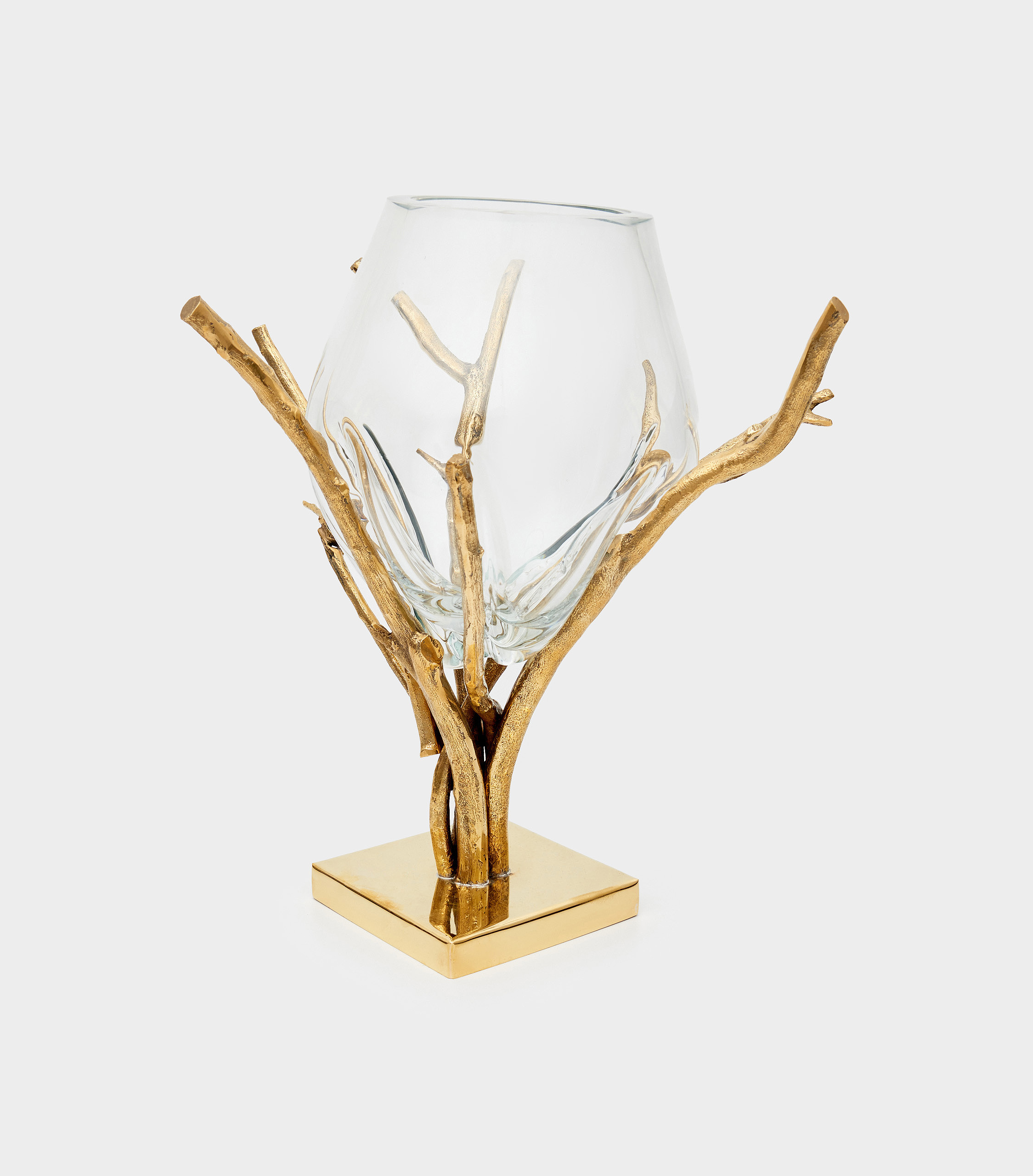 SUPORTE DOURADO GALHOS BASE QUADRADA