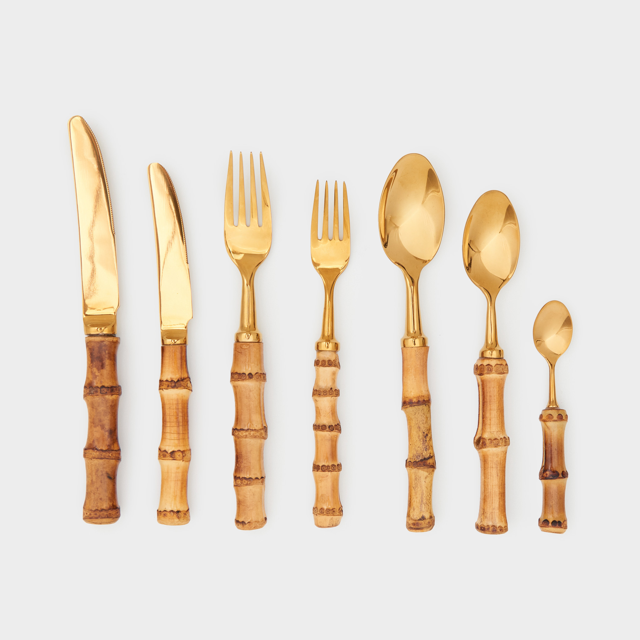 COLHER CHÁ DOURADO E BAMBU