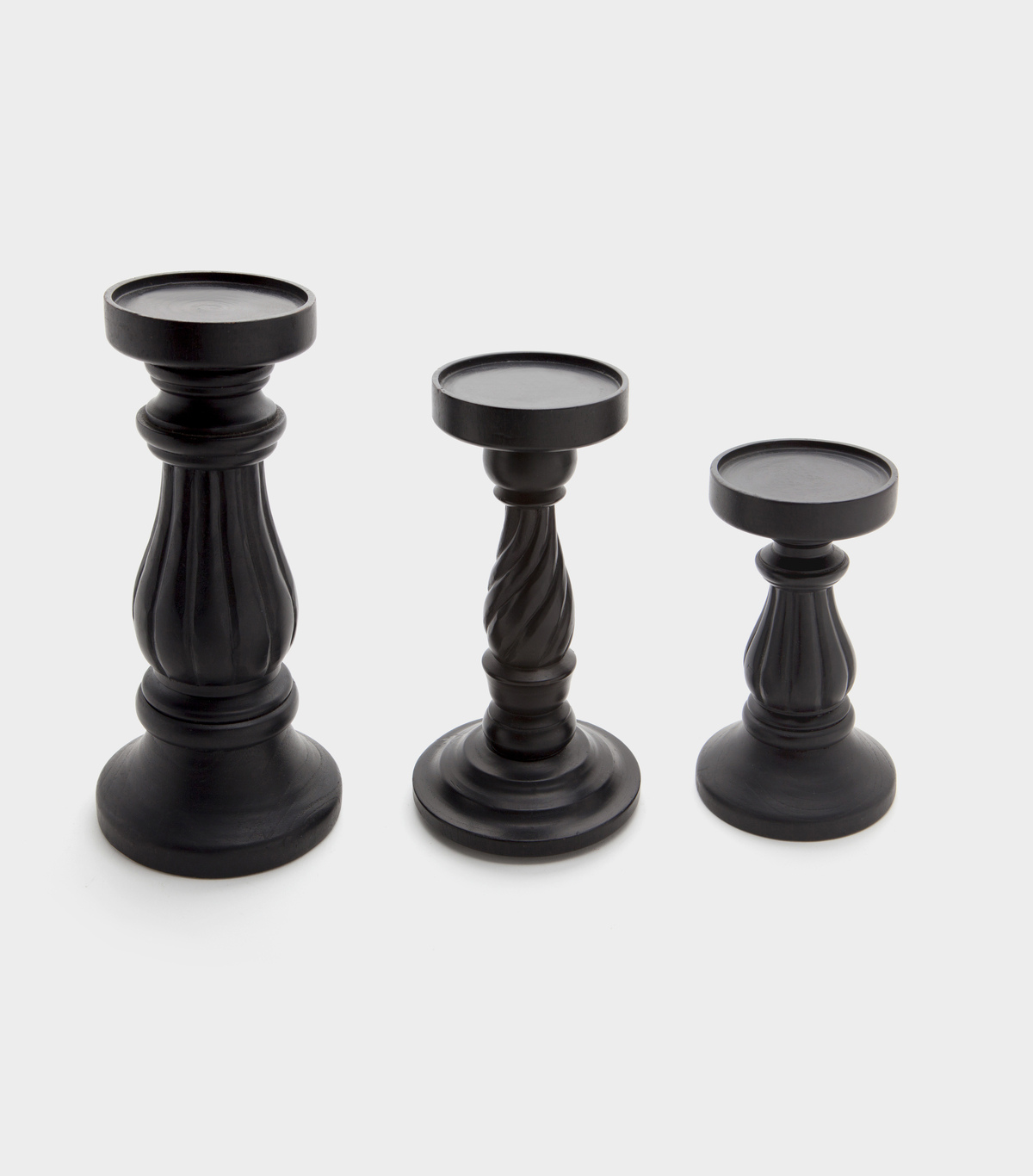 CASTIÇAL MADEIRA PRETO TORNEADO