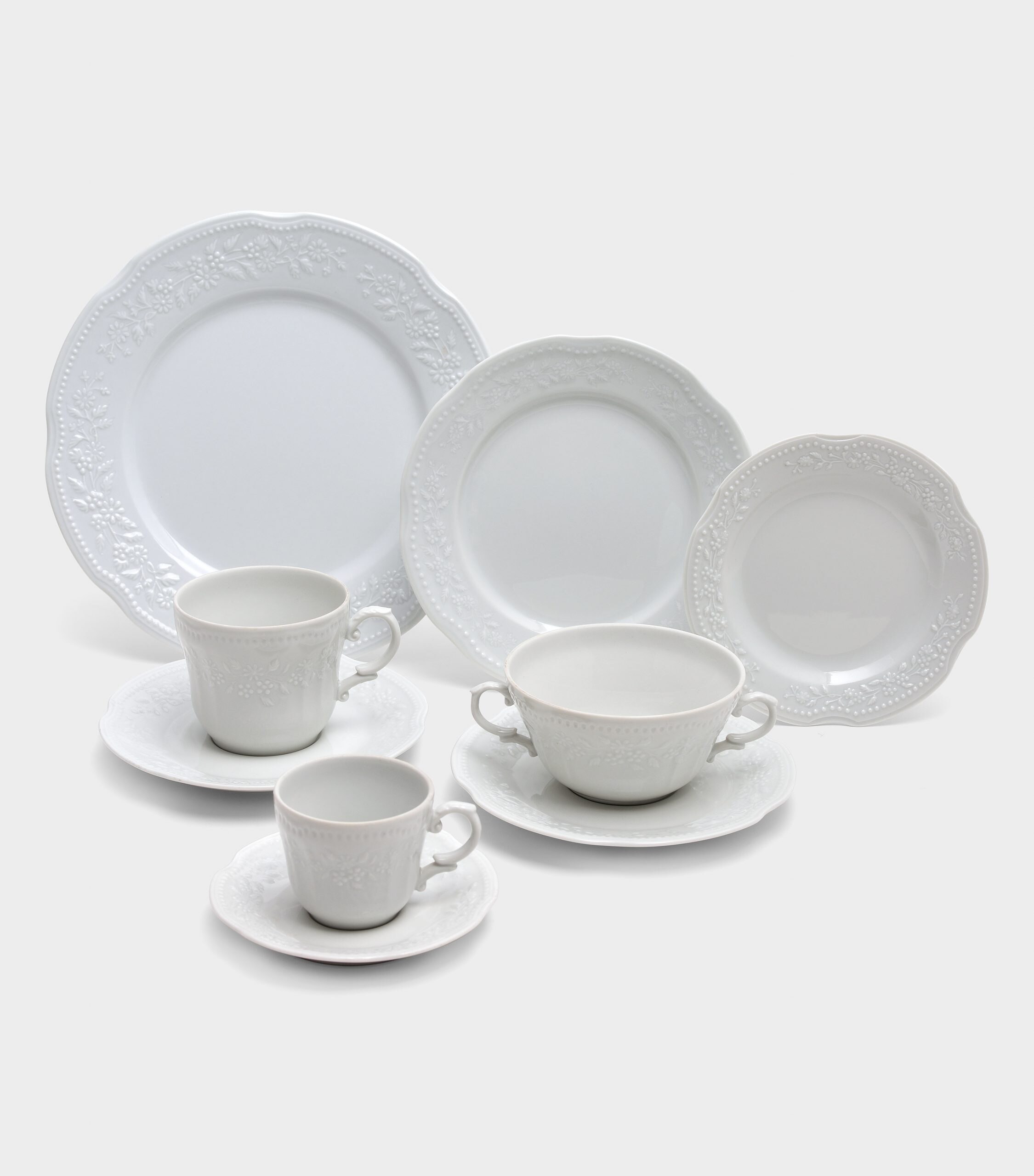 PRATO MESA BRANCO FLORAL RELEVO