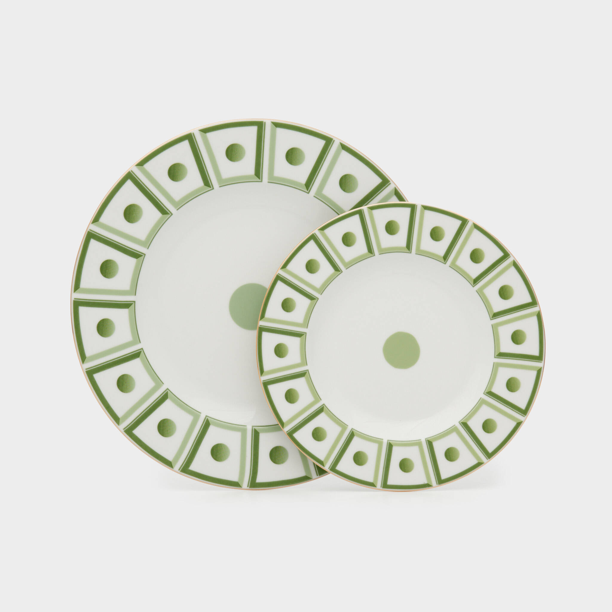 PRATO MESA GEOMETRICO DEGRADE VERDE FILETE OURO