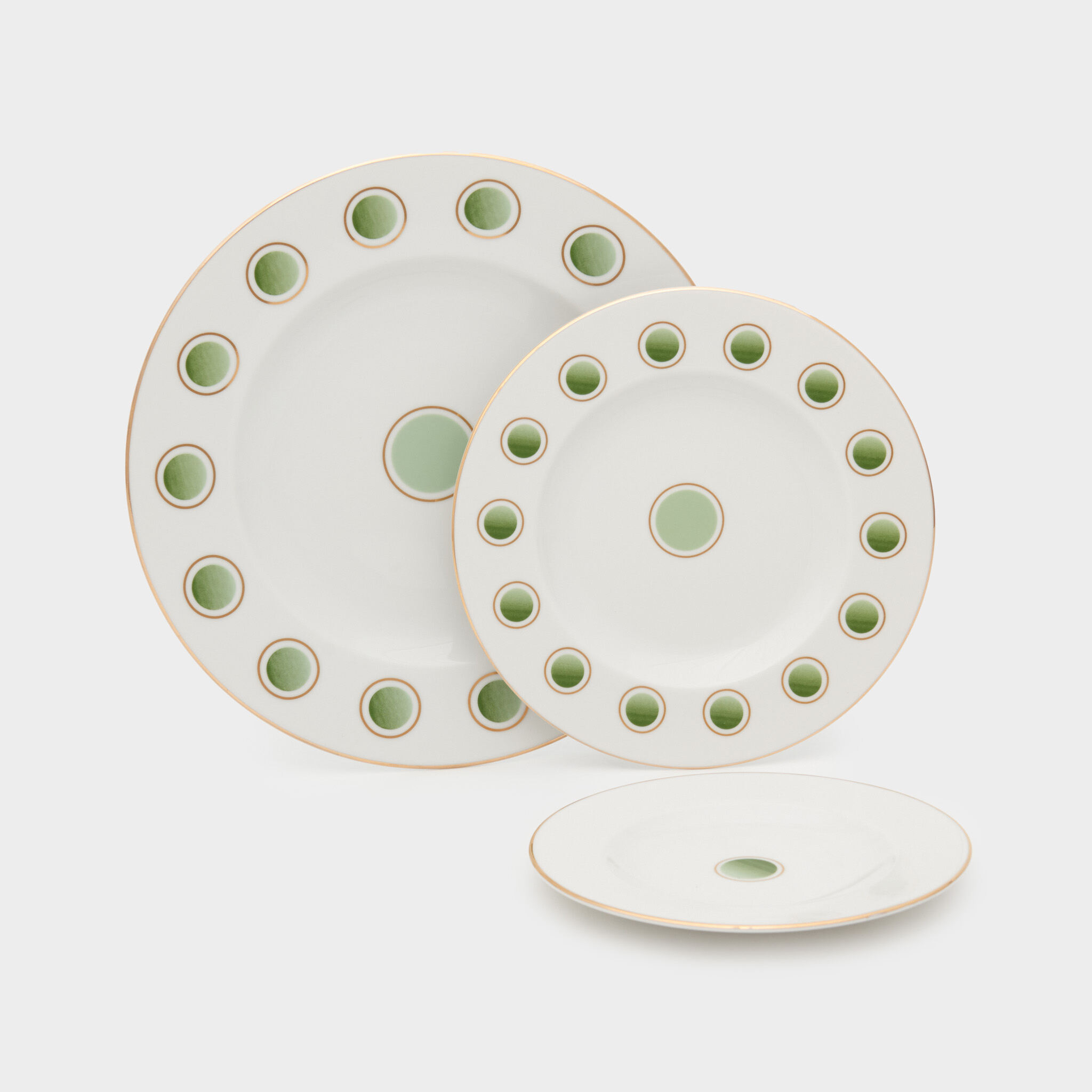 PRATO MESA BOLAS DEGRADE VERDE FILETE OURO