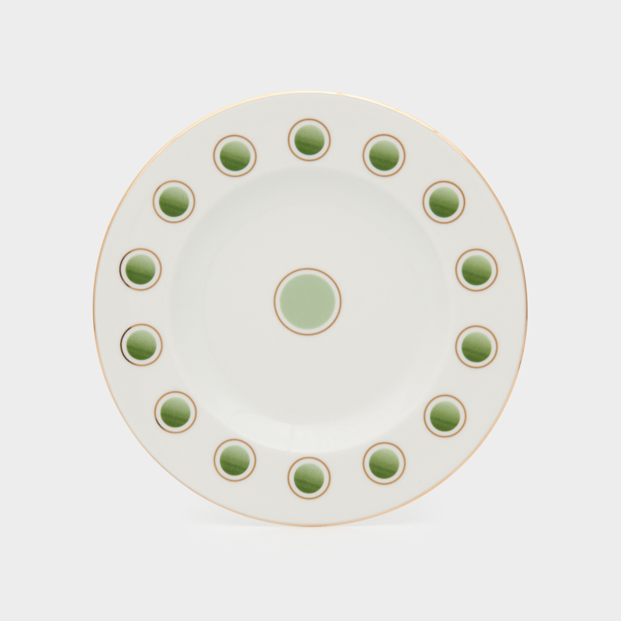 PRATO SOBREMESA BOLAS DEGRADE VERDE FILETE OURO