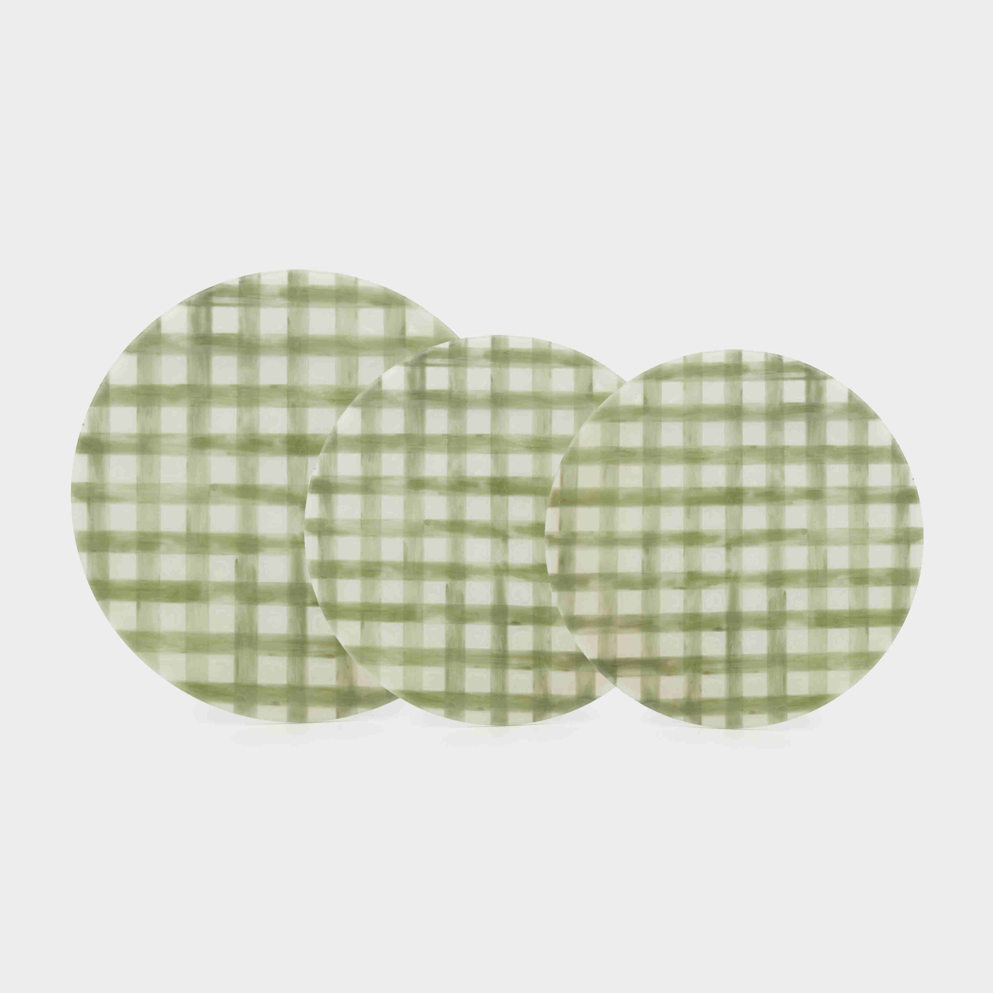 PRATO VIDRO CRU XADREZ CELADON