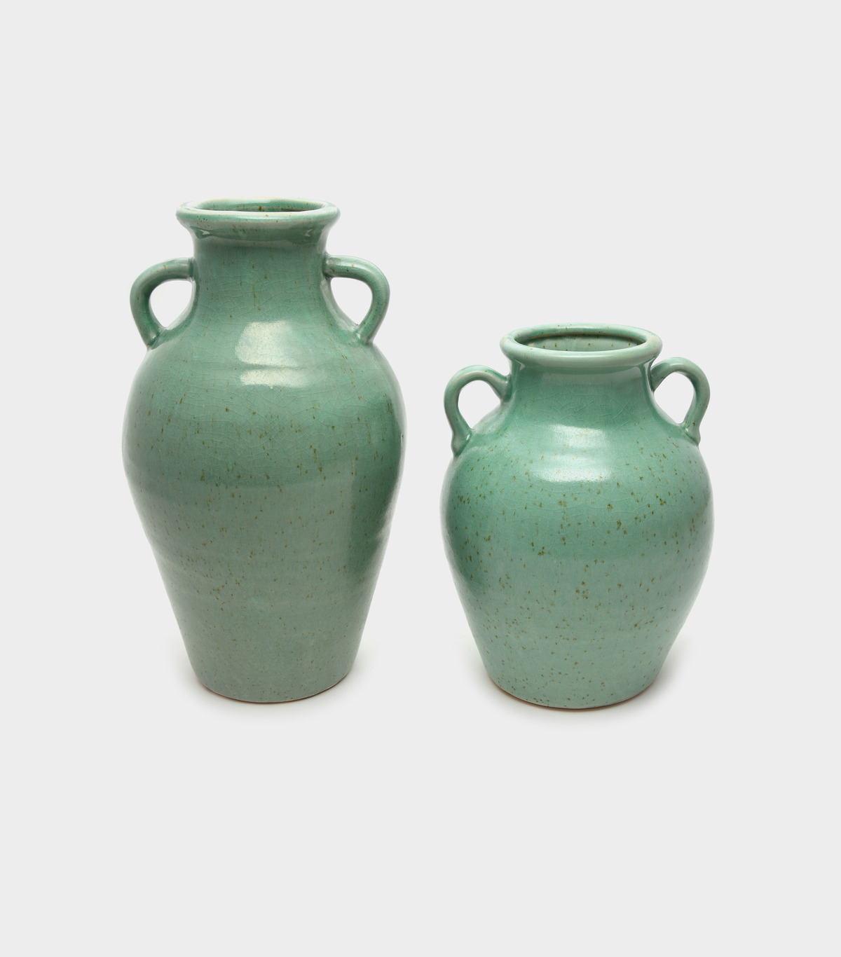 VASO ANFORA CERÂMICA CELADON COM ALÇA