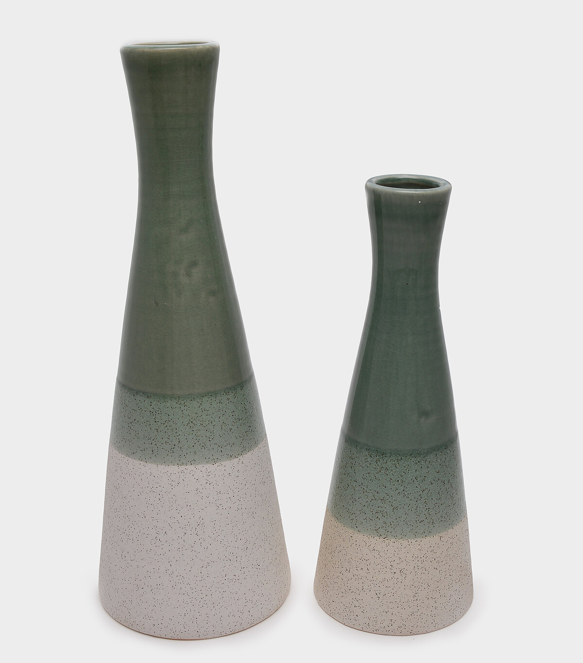 VASO CERÂMICA CELADON E OCRE GARGALO